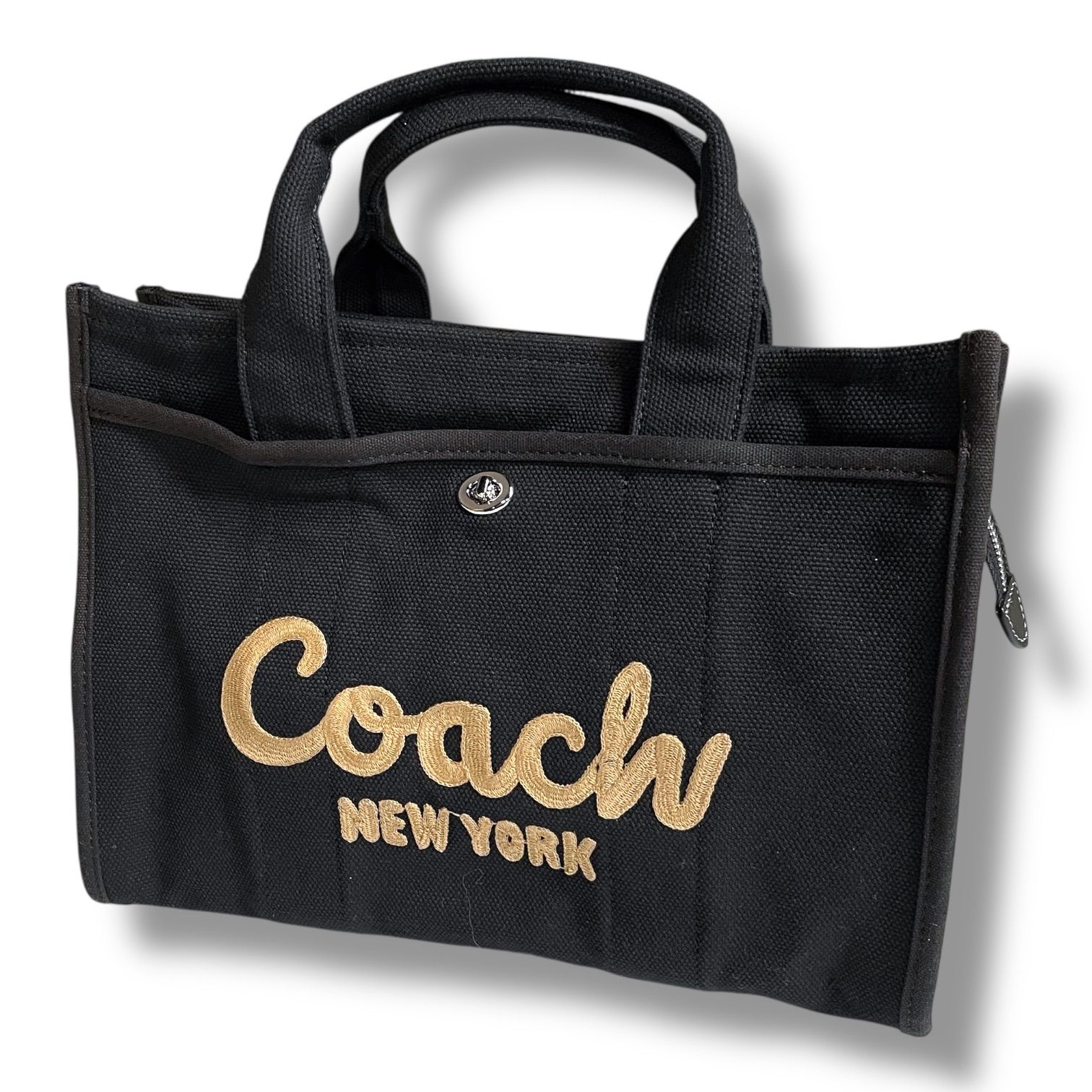 COACH ポピー シグネチャー トートバッグ ブラック A4収納可能 COACH ブラック トートバッグ 保存袋付き ブティック商品 コーチ