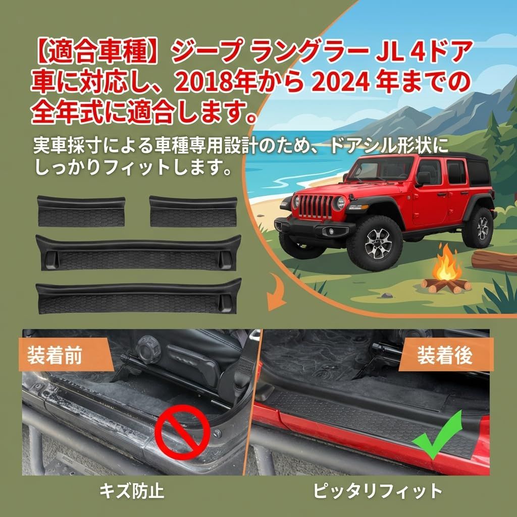 one+lifestyle ドアガード スカッフプレート ラングラー JL 専用設計