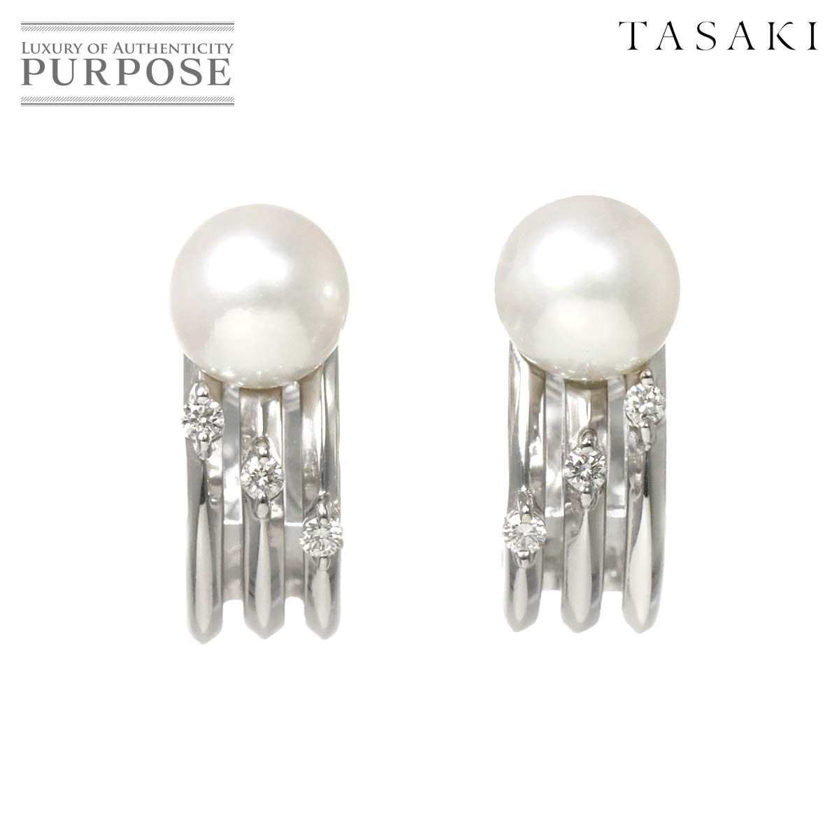 タサキ TASAKI アコヤ真珠 6.1mm ダイヤ 0.03ct/0.03ct イヤリング K18 