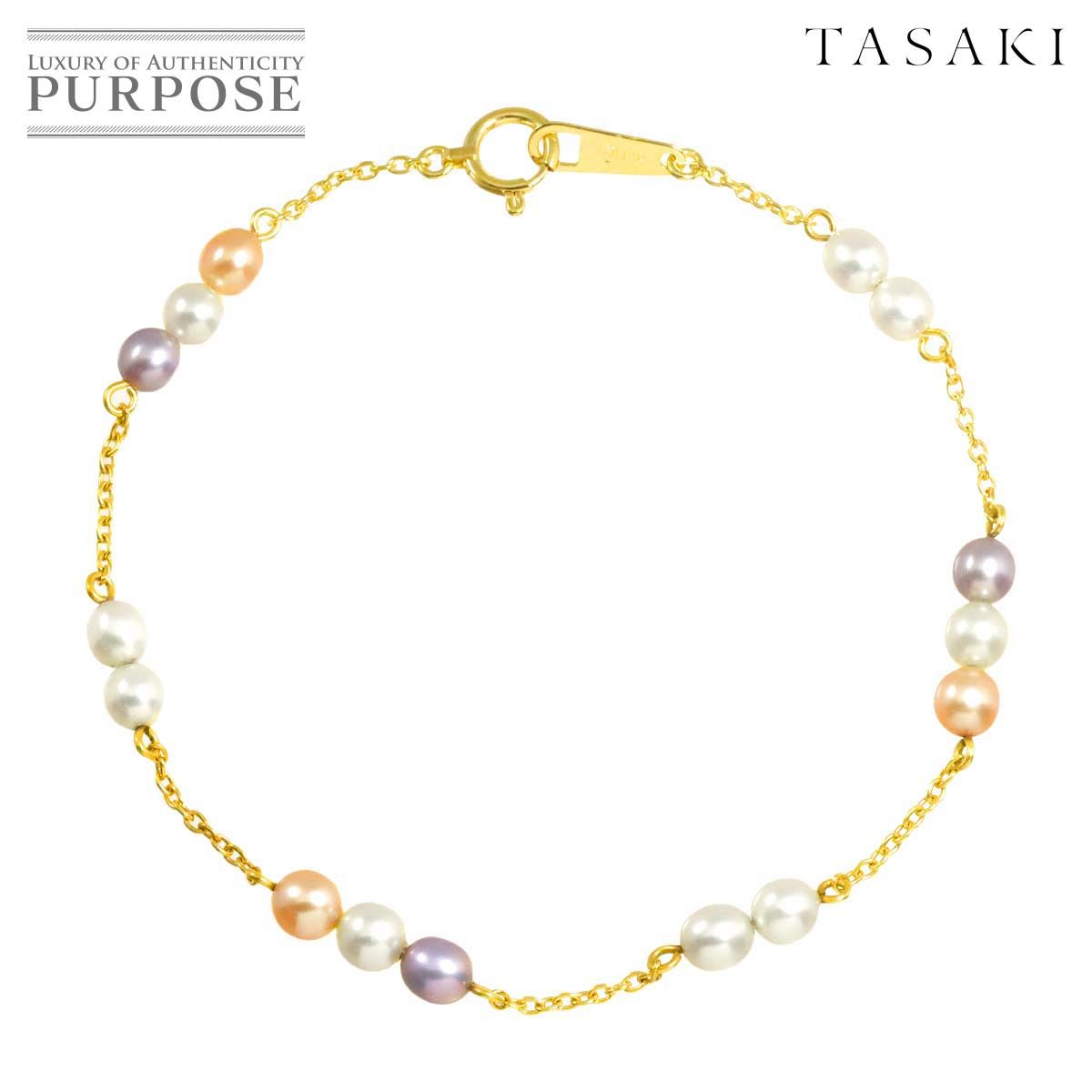 タサキ TASAKI 淡水真珠 4.3-3.8mm ブレスレット 17cm K18 YG イエロー 