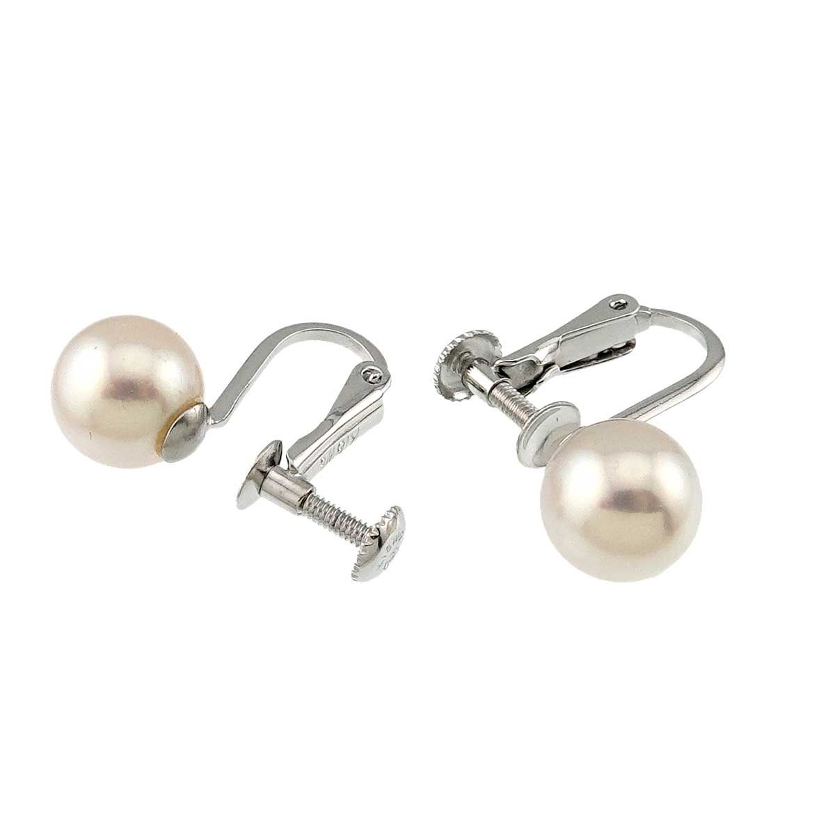 タサキ TASAKI アコヤ真珠 7.6mm イヤリング K18 WG ホワイトゴールド 