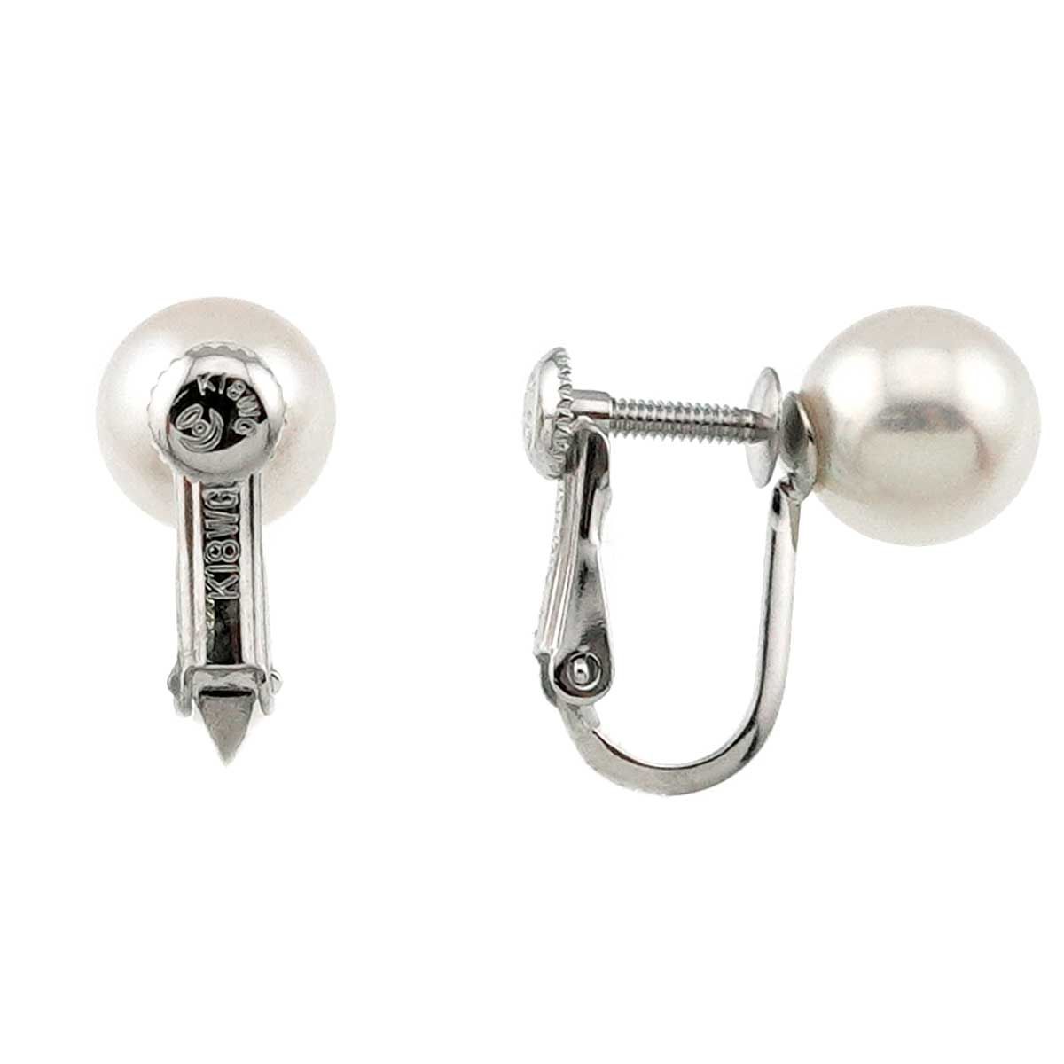 タサキ TASAKI アコヤ真珠 7.6mm イヤリング K18 WG ホワイトゴールド 