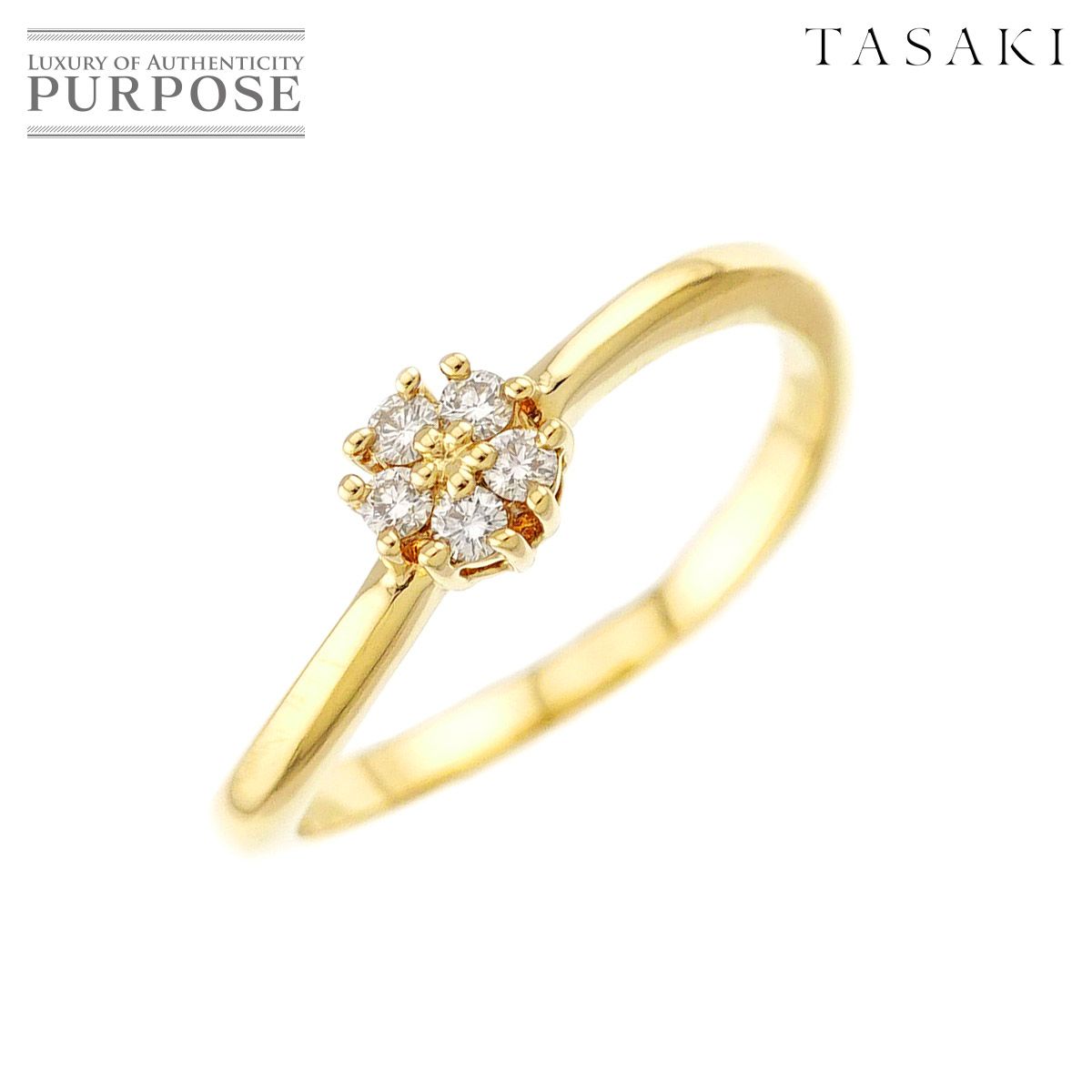 タサキ TASAKI 9号 リング ダイヤ 0.07ct K18 YG イエローゴールド 750 