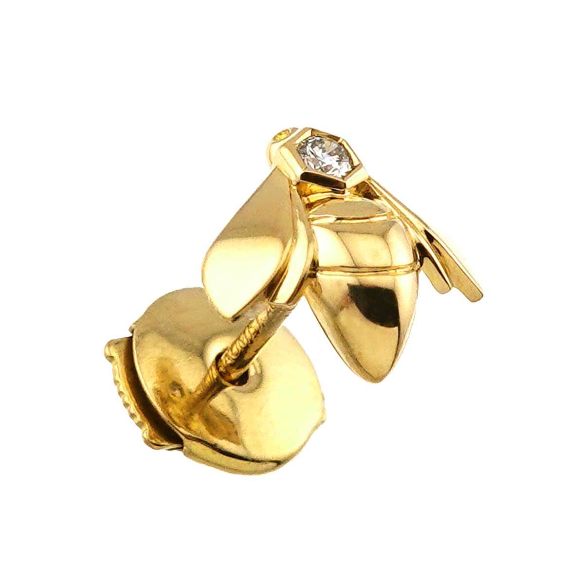 ショーメ CHAUMET ビー ドゥ ダイヤ ピアス K18 YG 750 ミツバチ 片耳