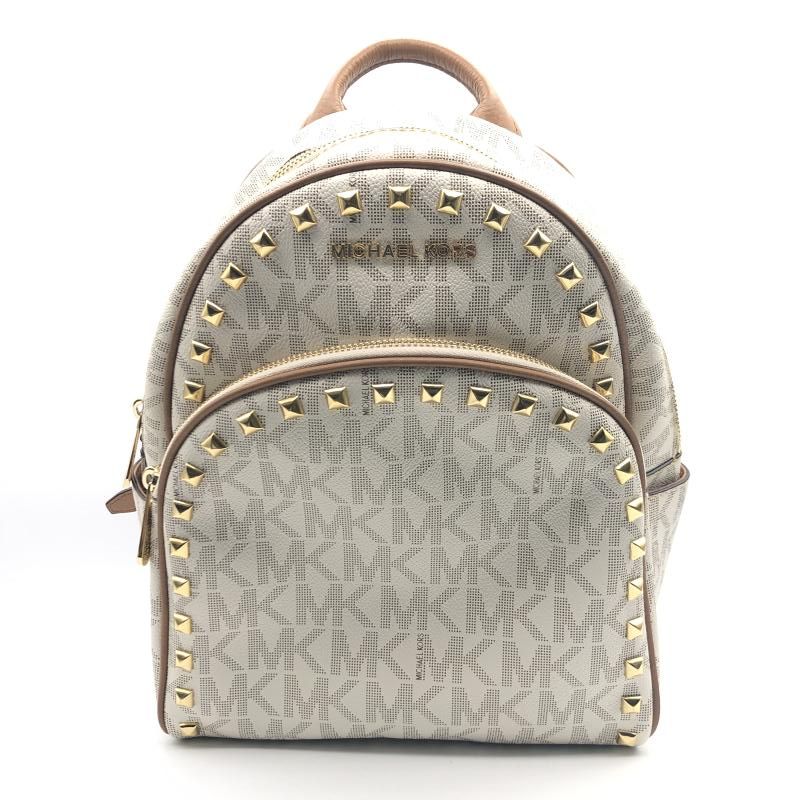 中古】MICHAEL KORS スタッズシグネチャーミニバックパック ホワイト