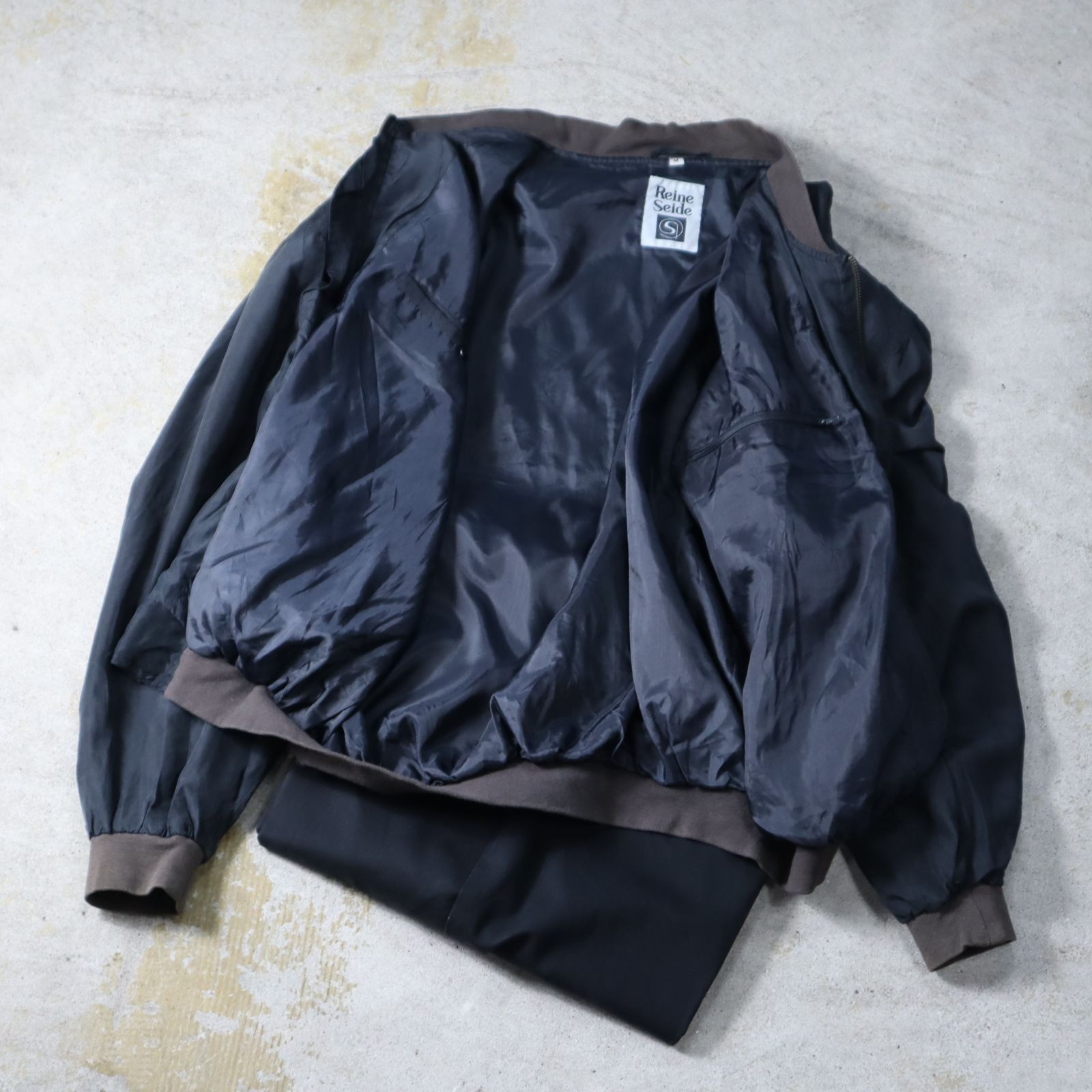 silk bomber jacket blouson faded black 90年代 シルク 絹 ボンバー