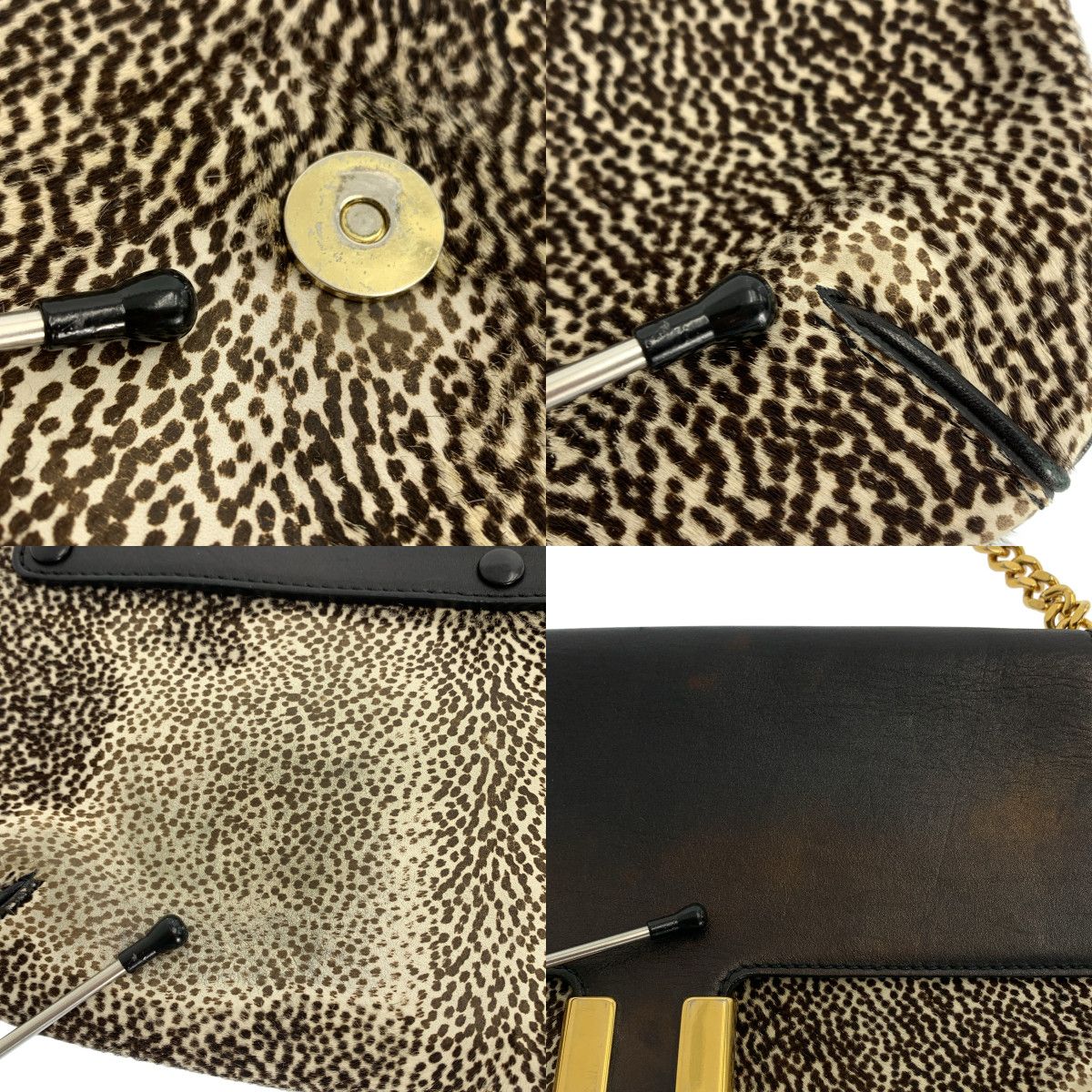 Chloe / クロエ | レザー ハラコ レオパード チェーン ショルダー