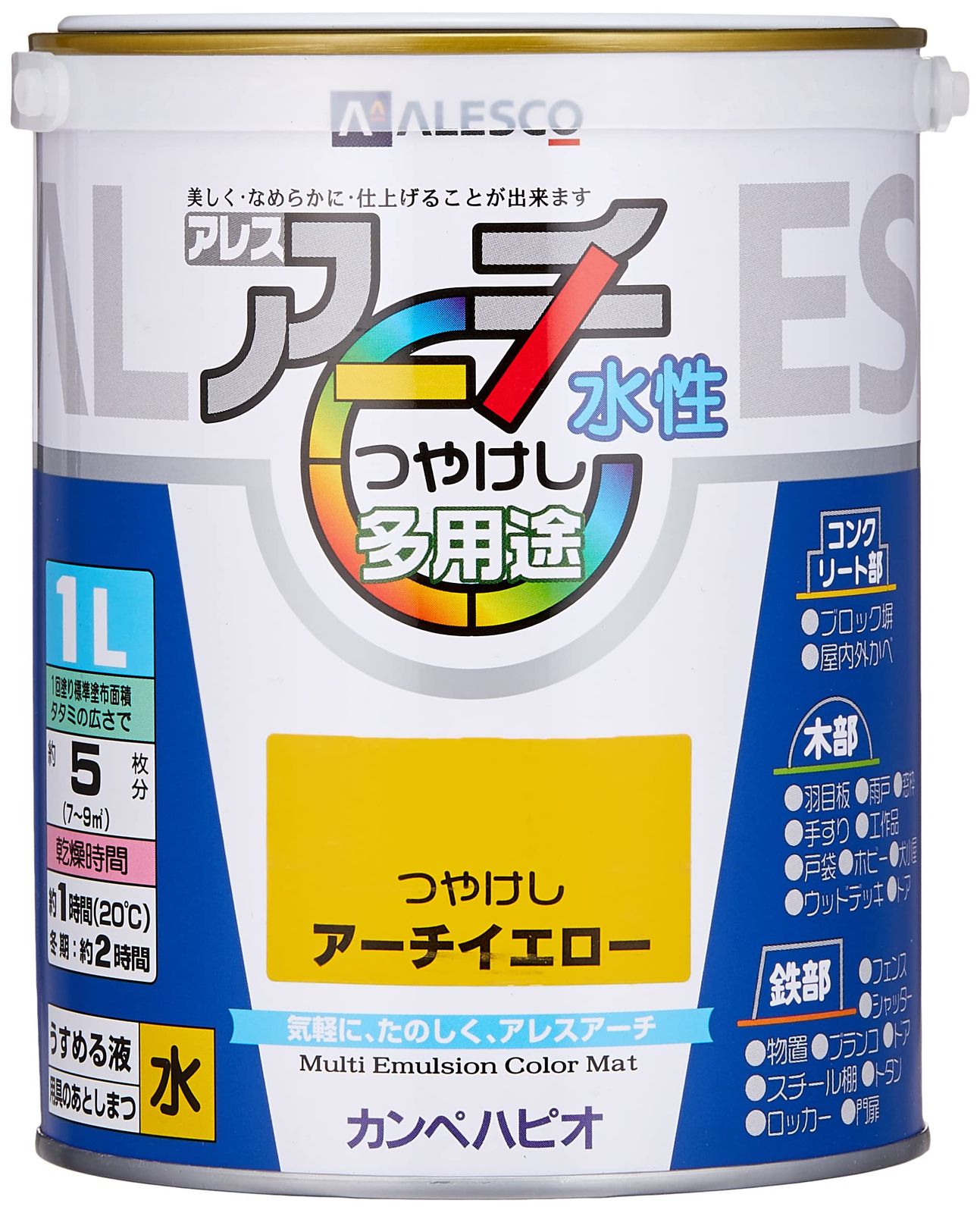 カンペハピオ(Kanpe Hapio) ペンキ 塗料 水性 つやけし アーチブラック 4L 水性塗料 日本製 アレスアーチ 00227652511040 [アーチブラック] [単品] [4L]