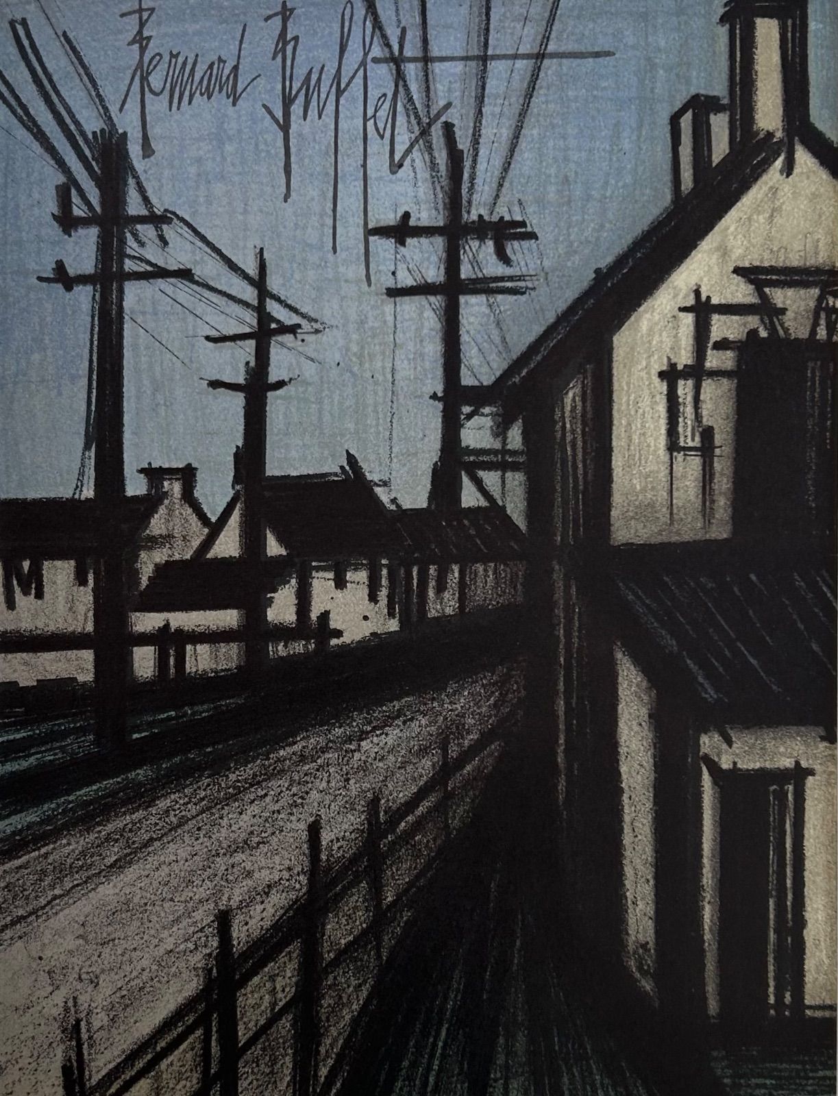【マット付】【シート】【真作】村への道　ベルナール・ビュッフェ（Bernard Buffet）　リトグラフ　　版画　限定版画