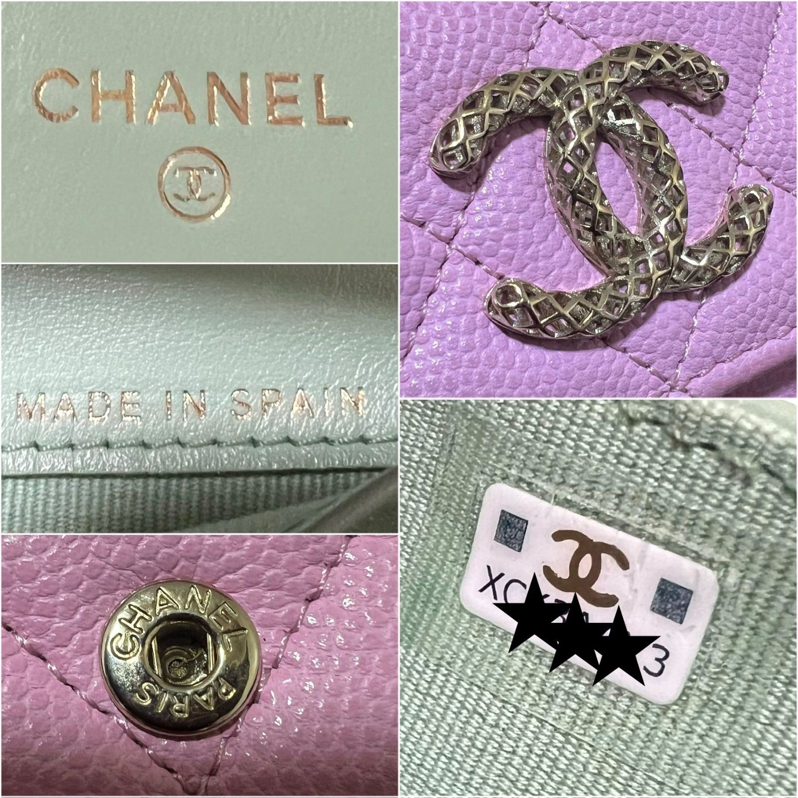 シャネル CHANEL キャビアスキン マトラッセ 三つ折り財布 ナノ 