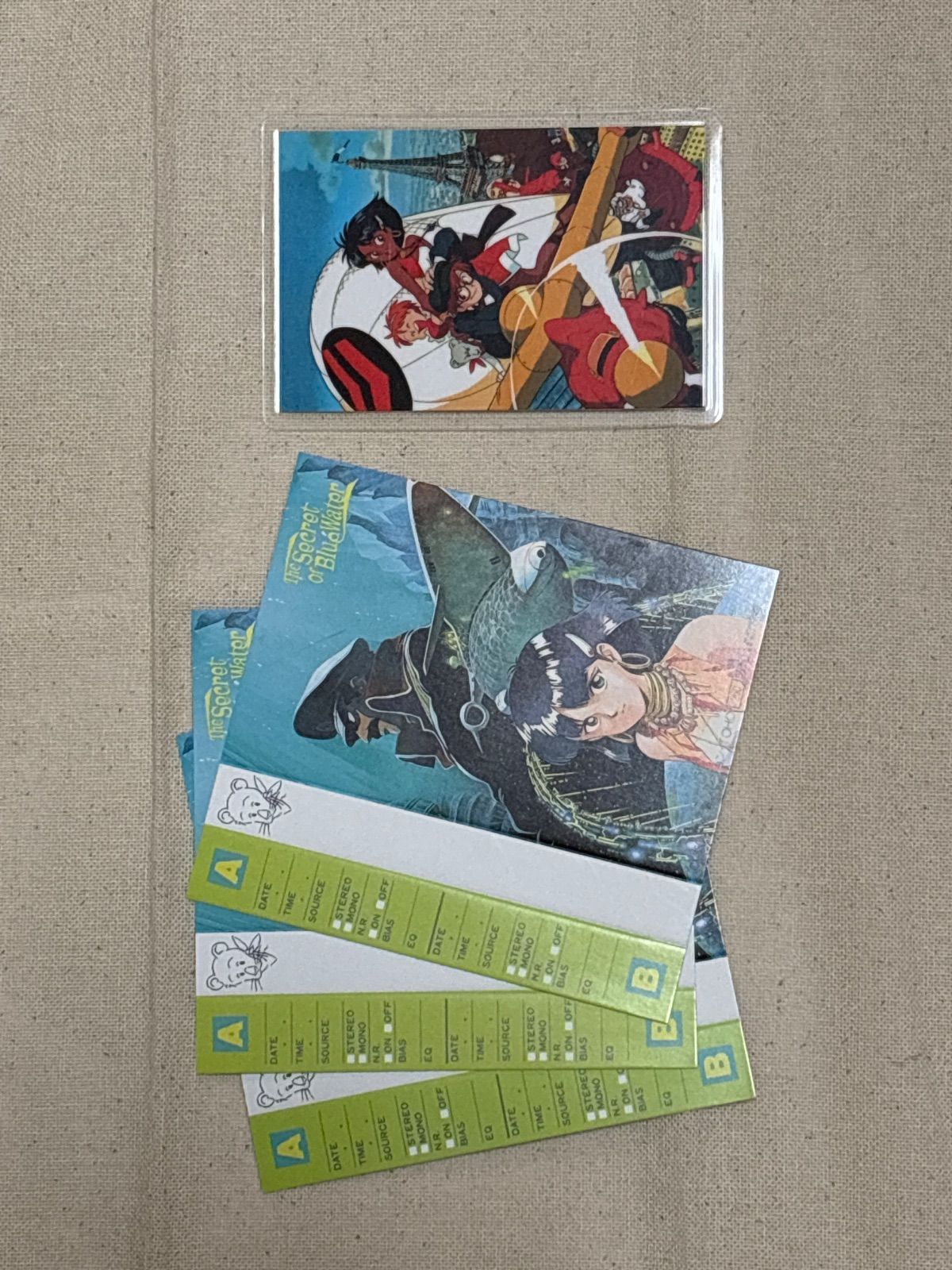アニメグッズ ふしぎの海のナディア カセットレーベル3枚 ラミカード1