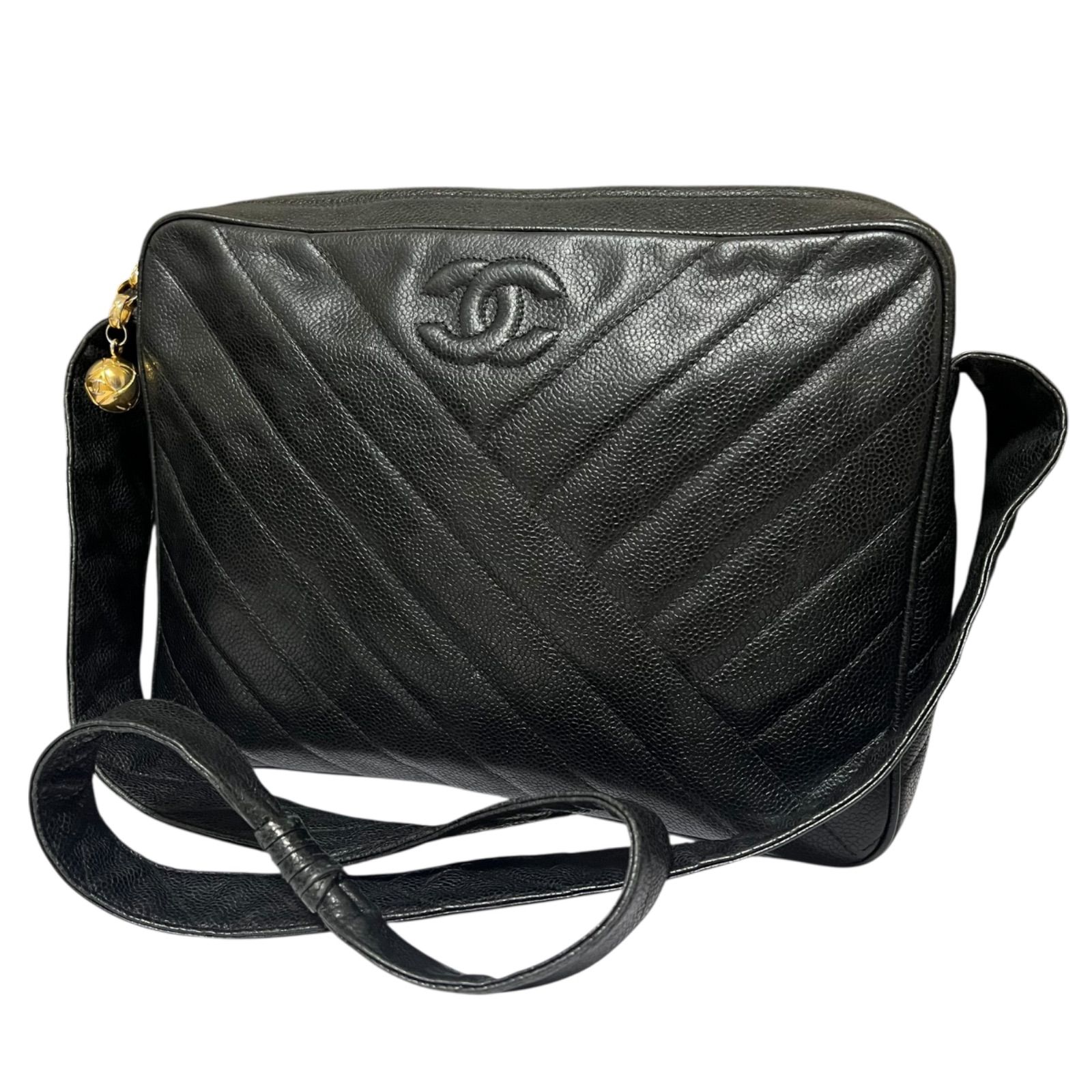 CHANEL シャネル Vステッチ シェブロン キャビアスキン ショルダー 