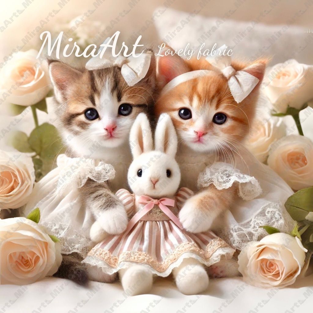 パネル生地【520-8】うさちゃん大好き ねこちゃん 11×11cm 8柄 - メルカリ