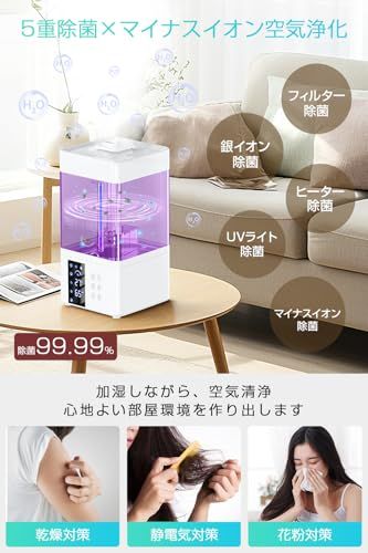 2026新モデル・AI自動湿度調節・5重除菌】加湿器 8L大容量