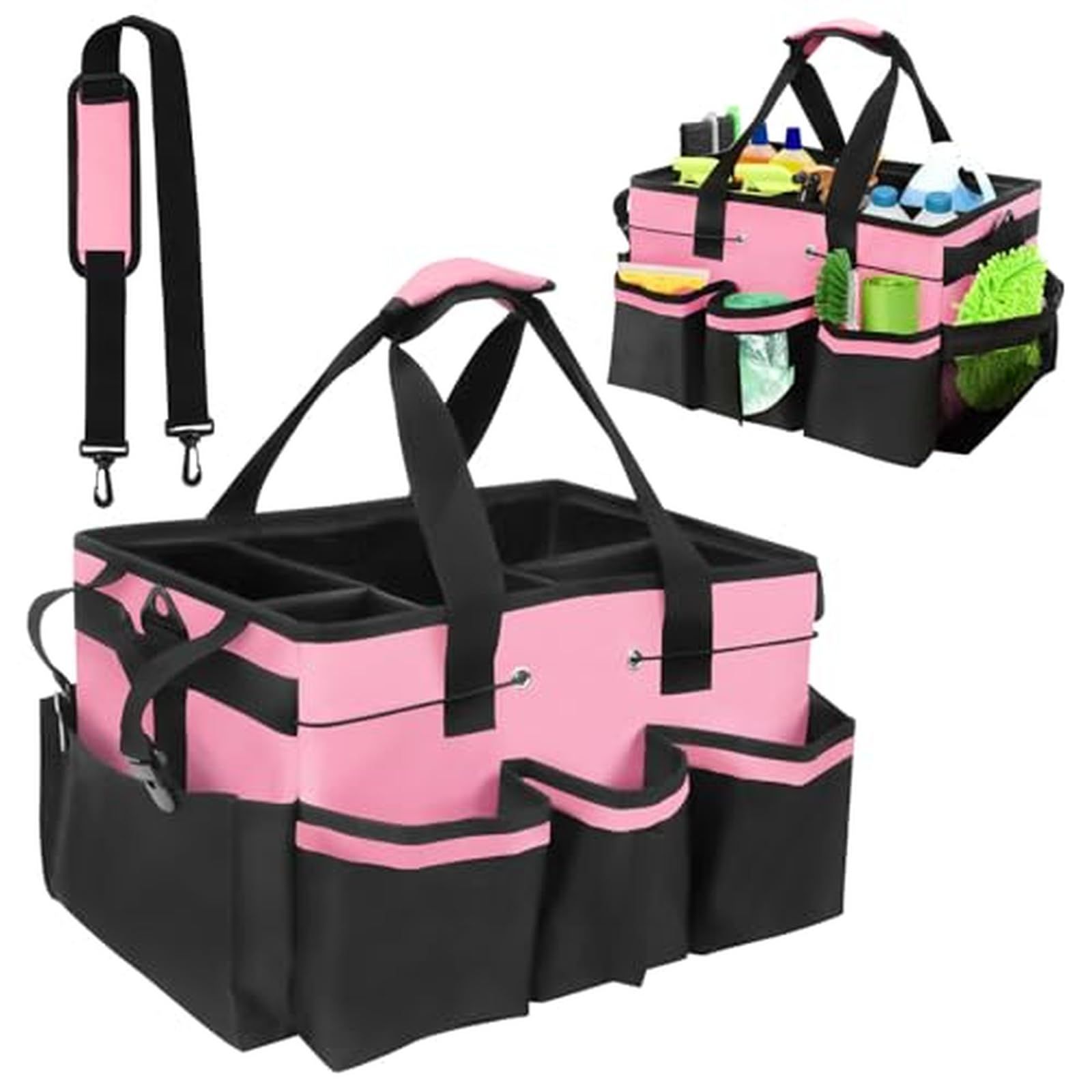 シャシャン）XIAXIN 【大容量・多機能】掃除用具収納バッグ 仕切り付き