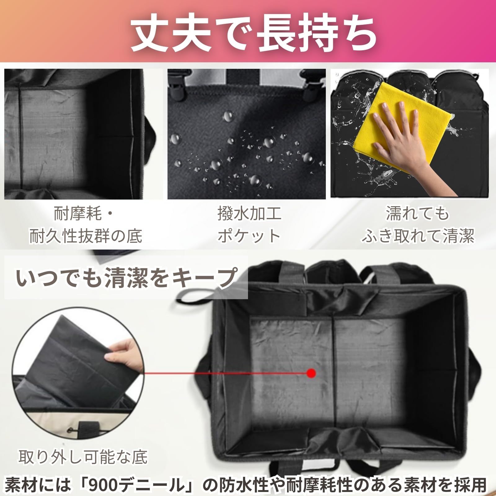 シャシャン）XIAXIN 【大容量・多機能】掃除用具収納バッグ 仕切り付き