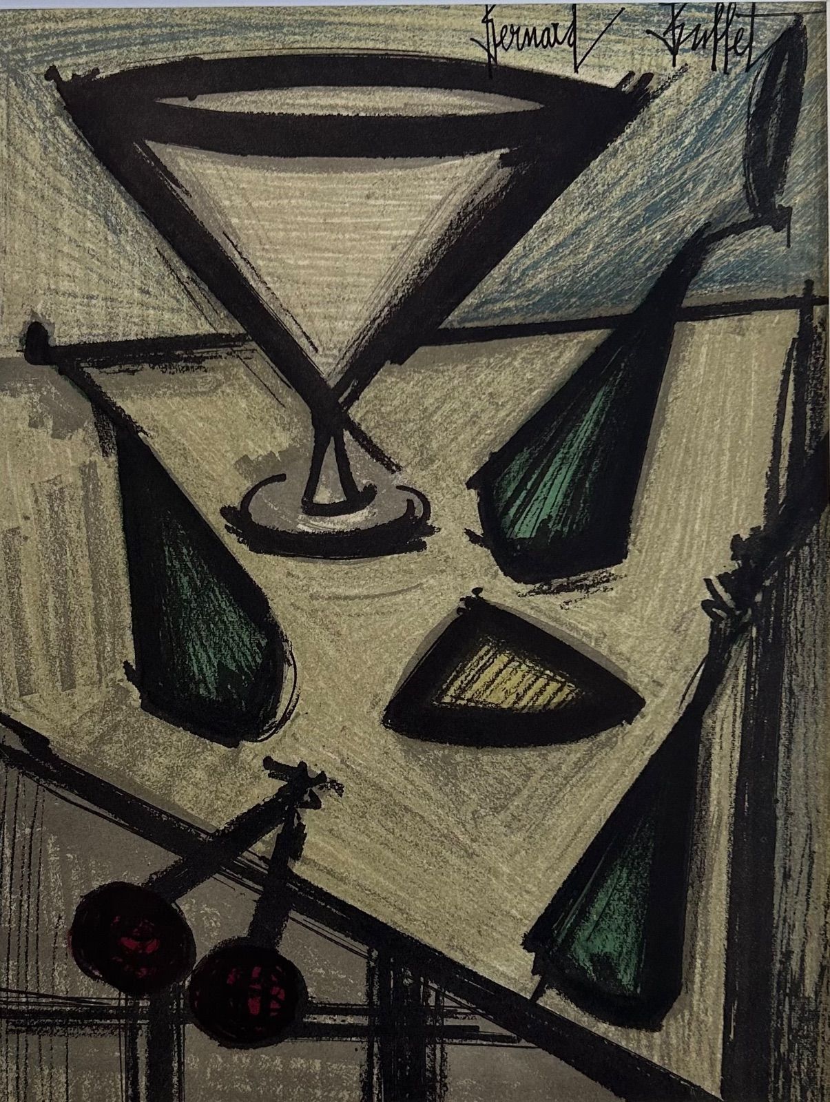 【マット付】【シート】【真作】果実のある静物　ベルナール・ビュッフェ（Bernard Buffet）　リトグラフ　版画　限定版画
