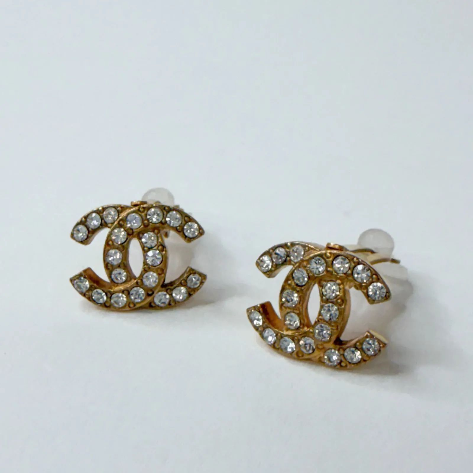 CHANEL シャネル ココマーク ラインストーン イヤリング ゴールド CC 