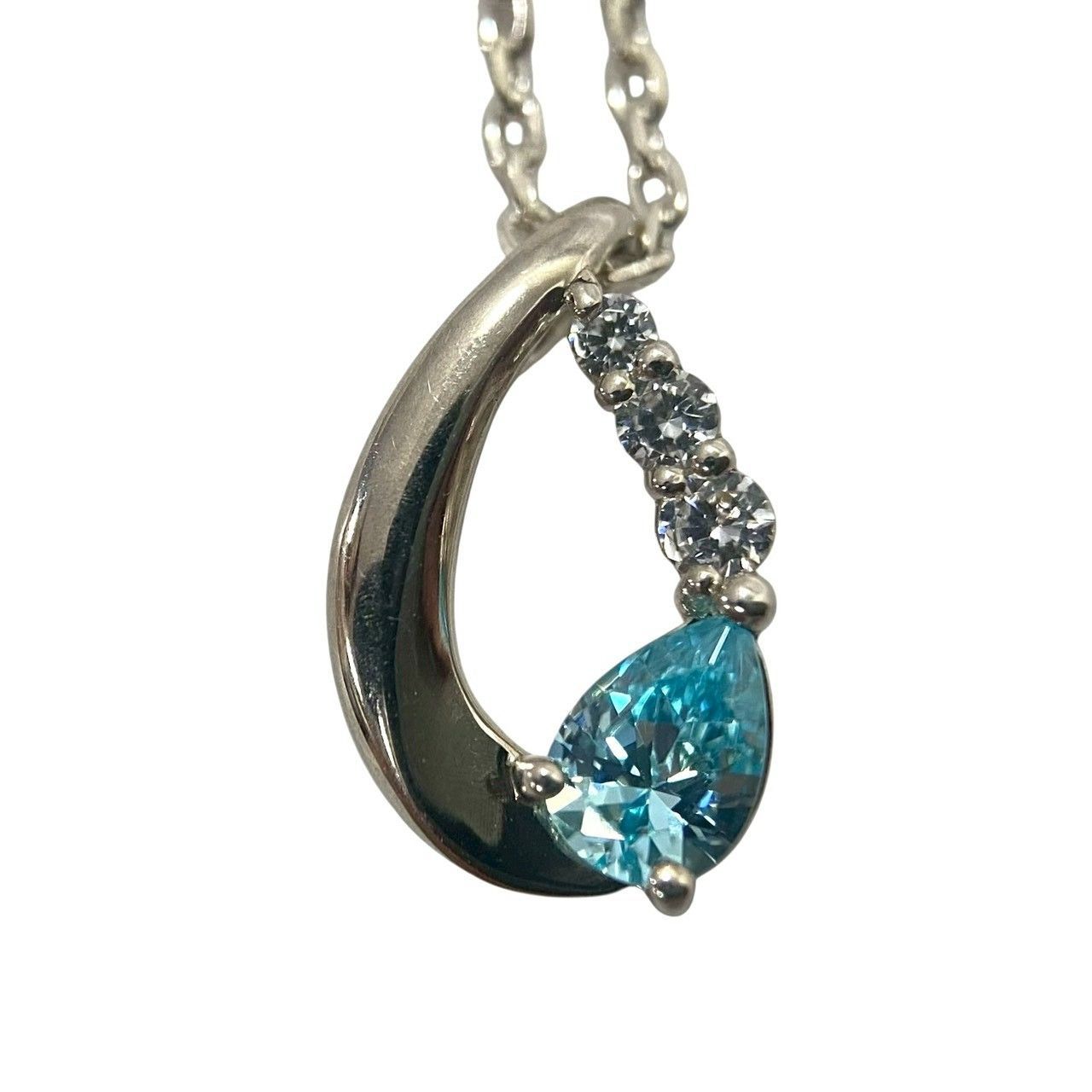M【4℃】アクアマリン ネックレス SILVER/シルバー 総重量約3.1g