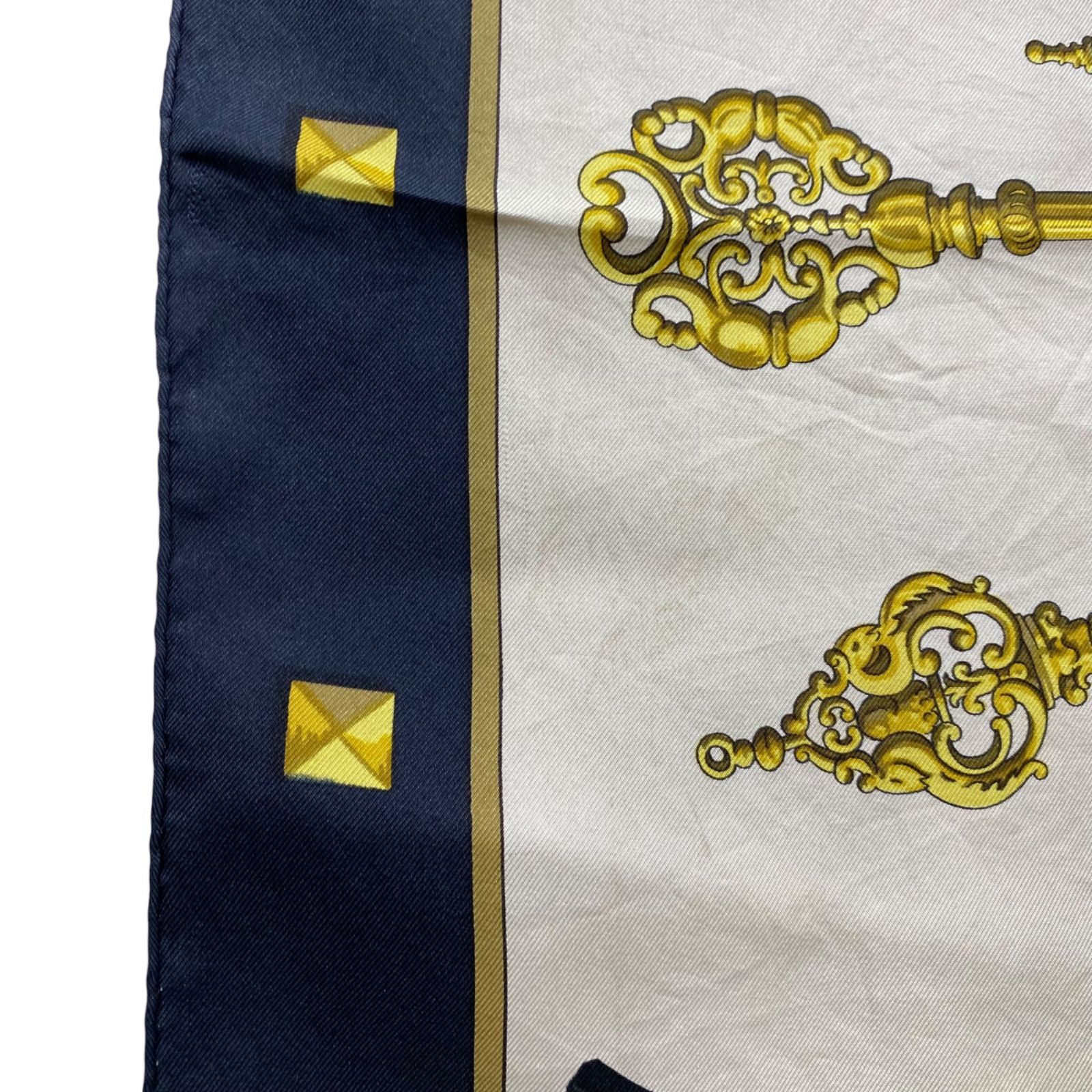 エルメス カレ90 LES CLES シルクスカーフ 鍵柄 ブラック HERMES