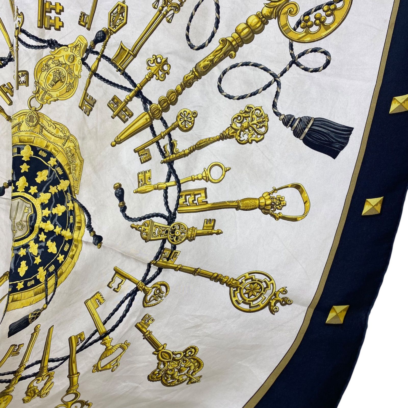 エルメス カレ90 LES CLES シルクスカーフ 鍵柄 ブラック HERMES