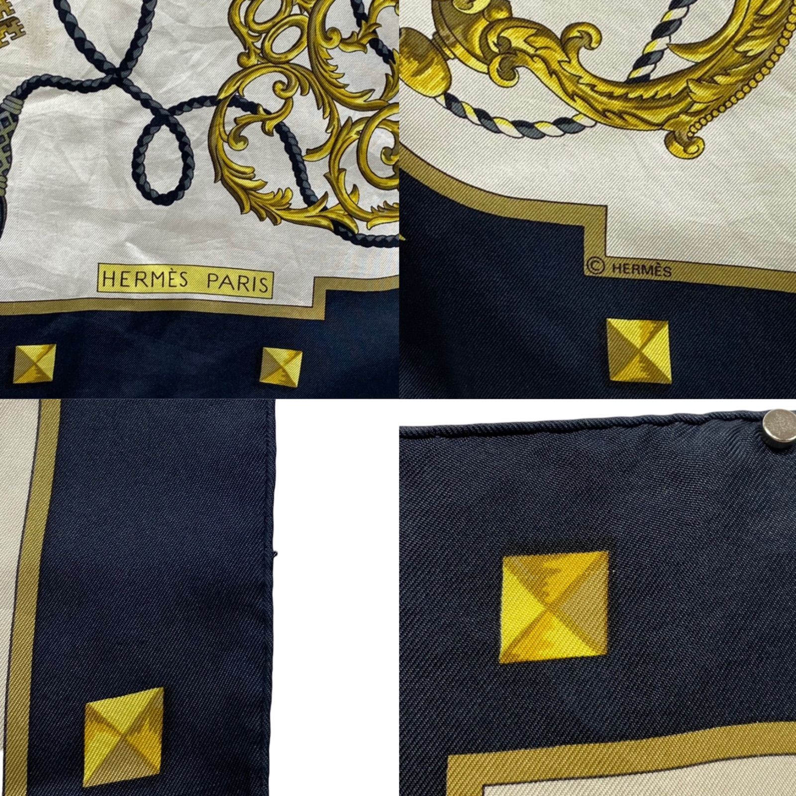 エルメス カレ90 LES CLES シルクスカーフ 鍵柄 ブラック HERMES