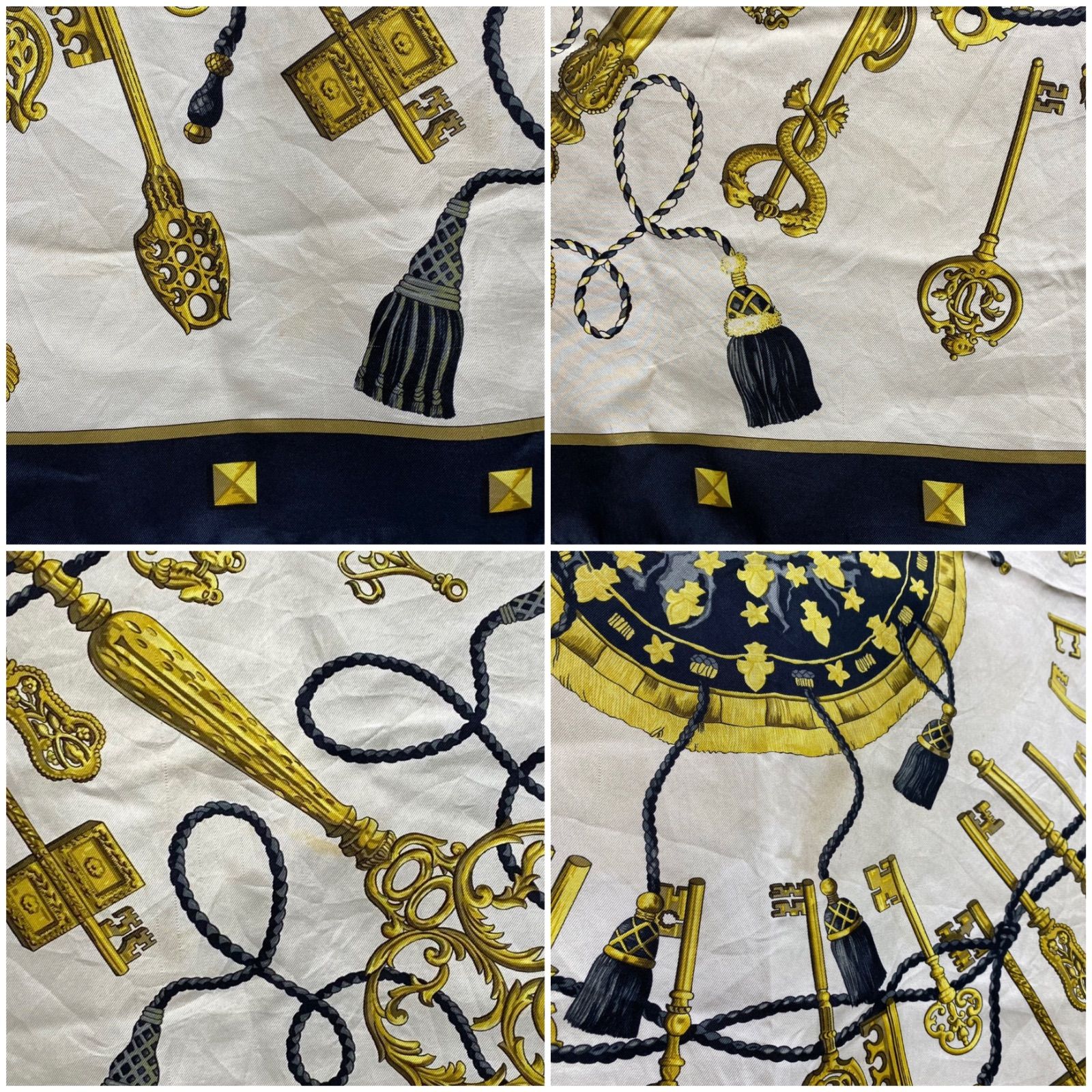 エルメス カレ90 LES CLES シルクスカーフ 鍵柄 ブラック HERMES