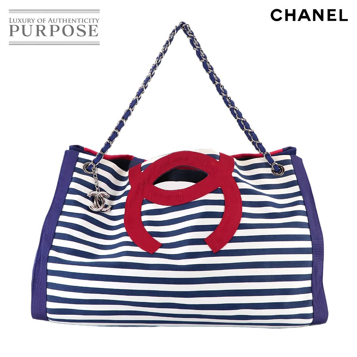 シャネル CHANEL クルーズライン チェーン トート バッグ キャンバス 