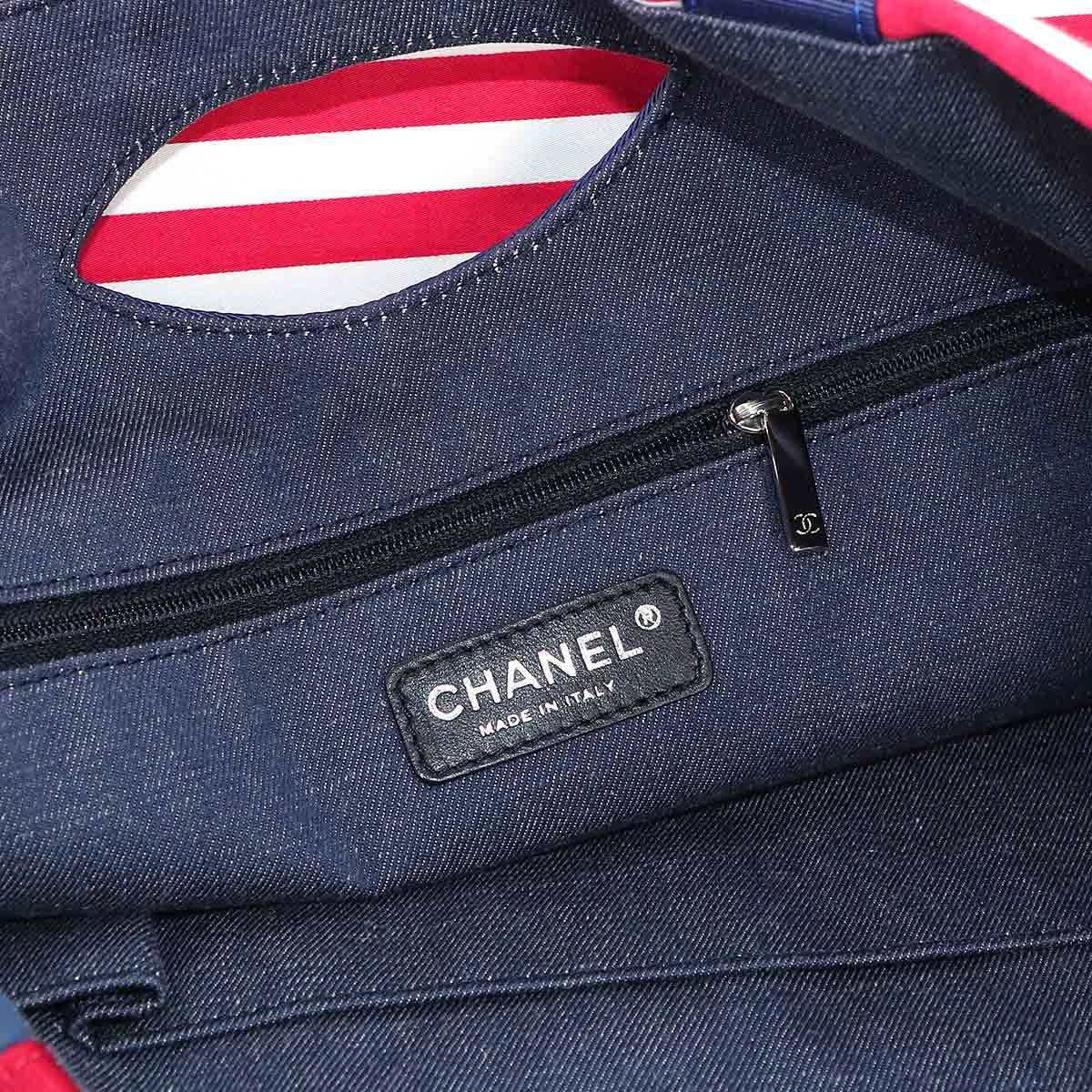 シャネル CHANEL クルーズライン チェーン トート バッグ キャンバス 