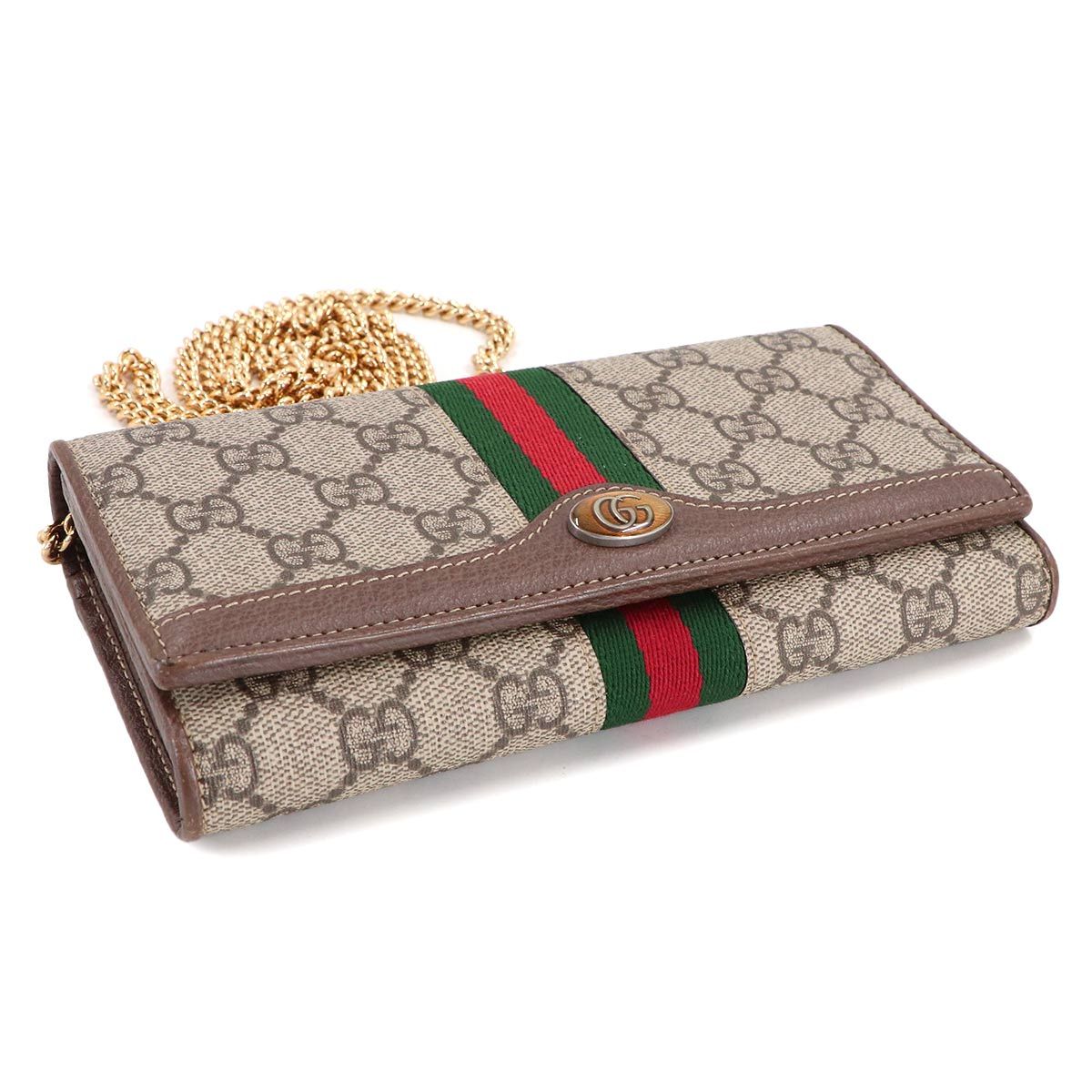 新品同様 グッチ GUCCI オフィディア GG チェーン ウォレット 二つ折り