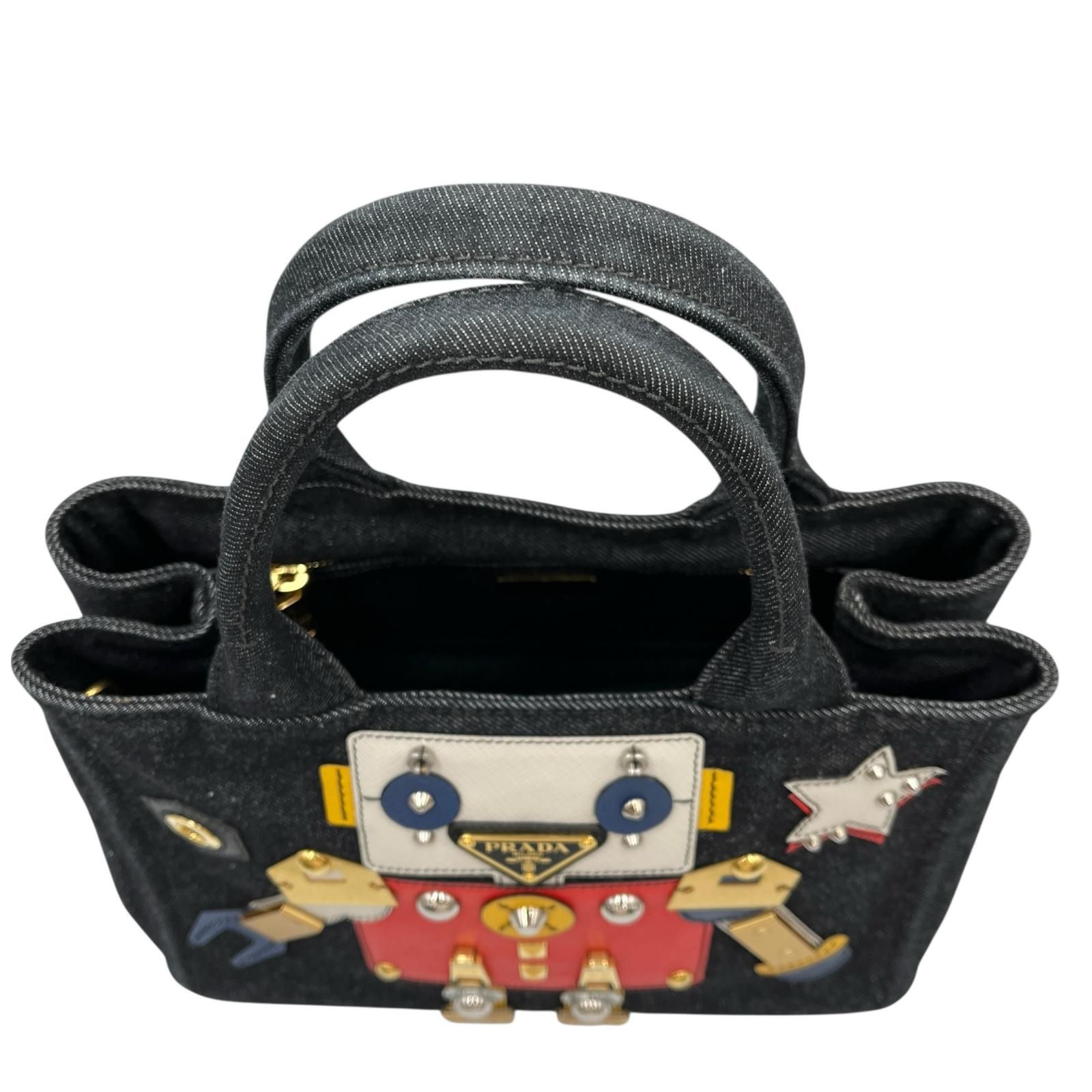 1円 PRADA プラダ カナパ デニム ハンドバッグ トートバッグ 