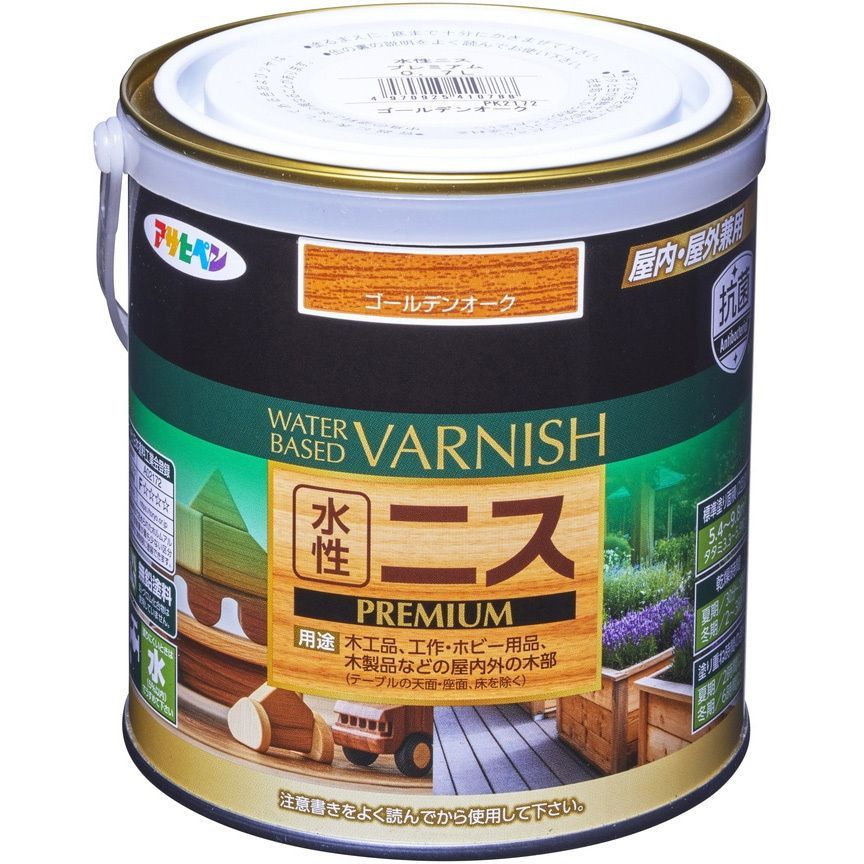 （まとめ買い）アサヒペン 水性ニス PREMIUM 0.7L ゴールデンオーク 【×3セット】