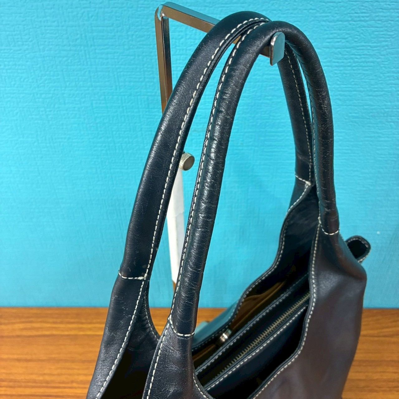 WB117 Kitamura キタムラ ハンドバッグ ミニポーチ付 ネイビー 