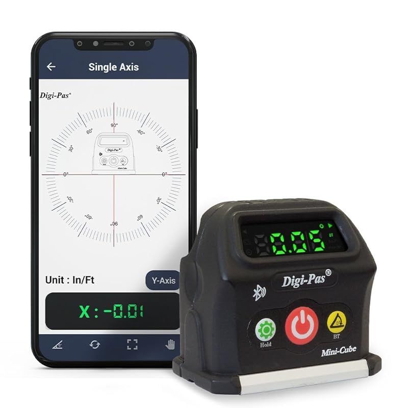 Digi-Pas DWL-90 Pro 2軸スマートキューブレベル 軽量 BLUETOOTH接続で即座に計測角度を表示 0