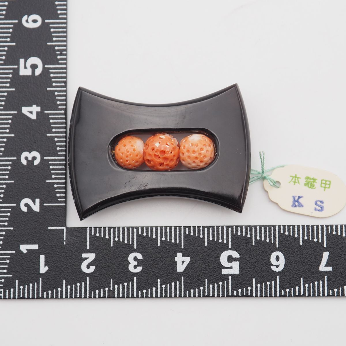 R346 べっ甲 鼈甲 サンゴ 珊瑚 SILVER刻印 帯留め デザイン シルバー 