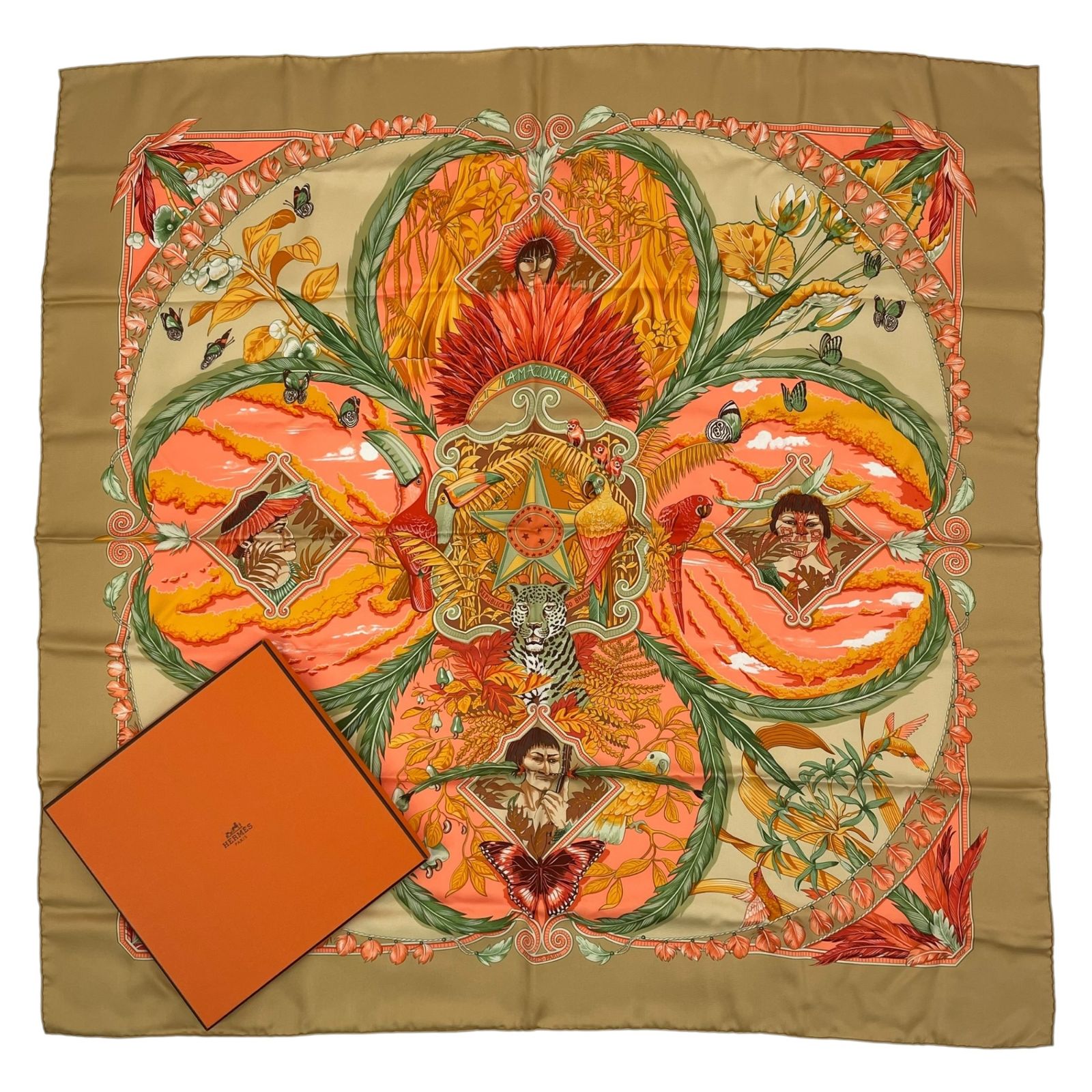 新品同様 HERMES エルメス スカーフ シルク カレ90 AMAZONIA 