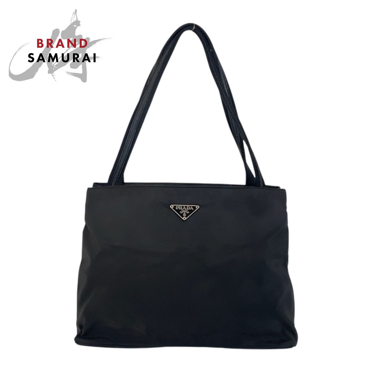 PRADA プラダ テスート 三角ロゴプレート ブラック 黒 シルバー金具 