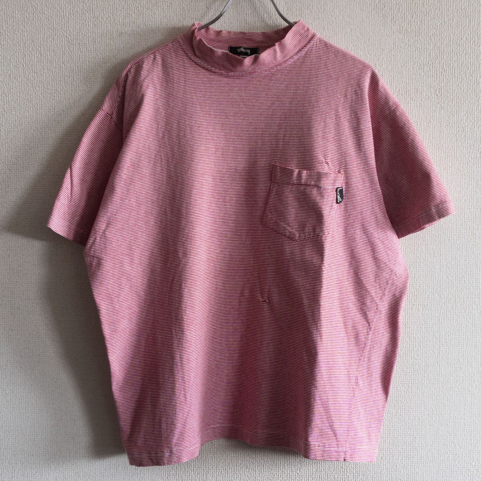 80s/USA製】OLD STUSSY【モックネック ボーダー Tシャツ】L 
