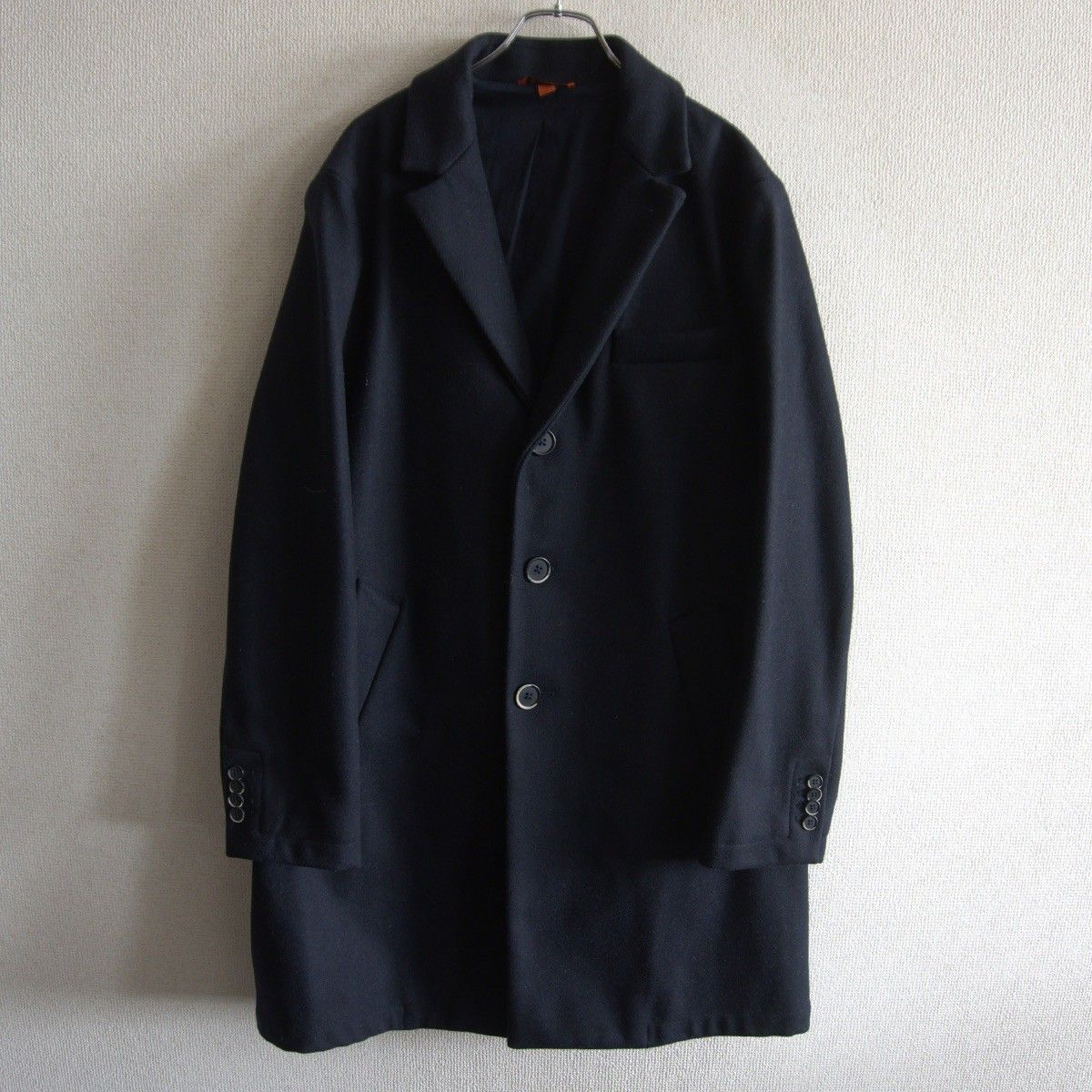 【美品/イタリア製】BARENA【ウール ツイード チェスターコート】46 ネイビー バレナ 26030302 美品/イタリア製】BARENA【ウール ツイード チェスターコート】46