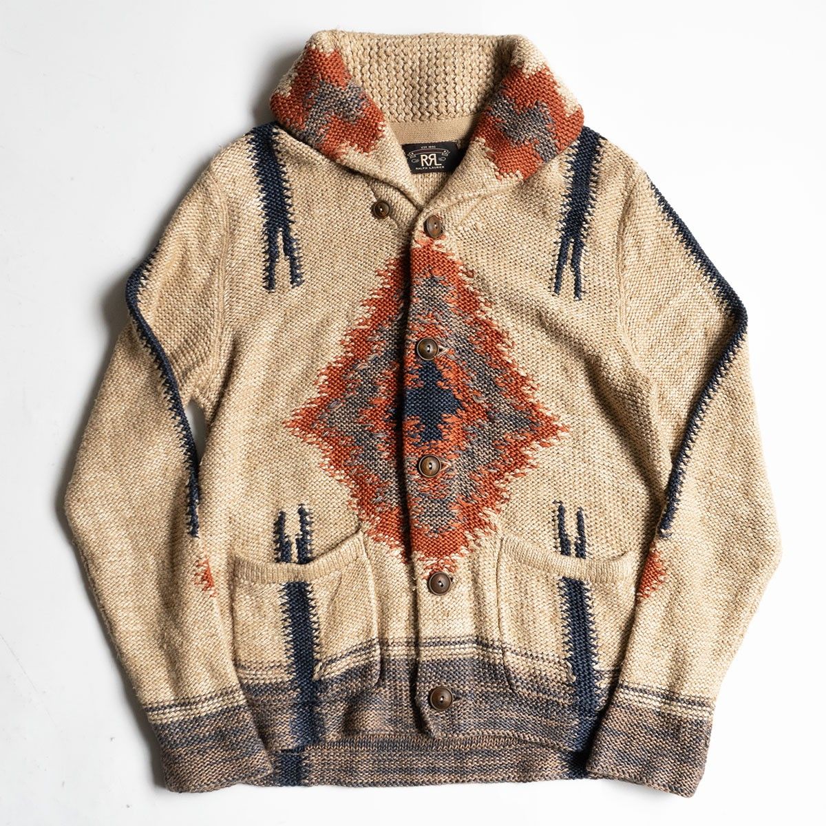 名作】RRL【NATIVE SHAWL COLLAR CARDIGAN 】 M ネイティブ ショール 