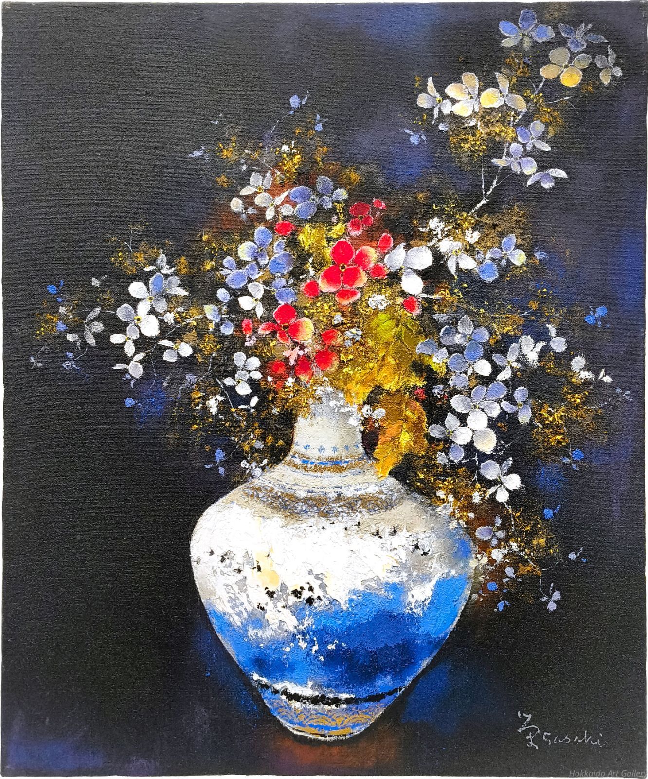 油彩画 鳥と壺の絵／佐野よしか 【公式通販】