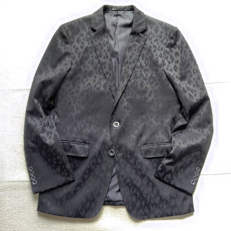 春秋冬】 DRESSVAGUE テーラードジャケット M 黒 レオパード【光沢ある 