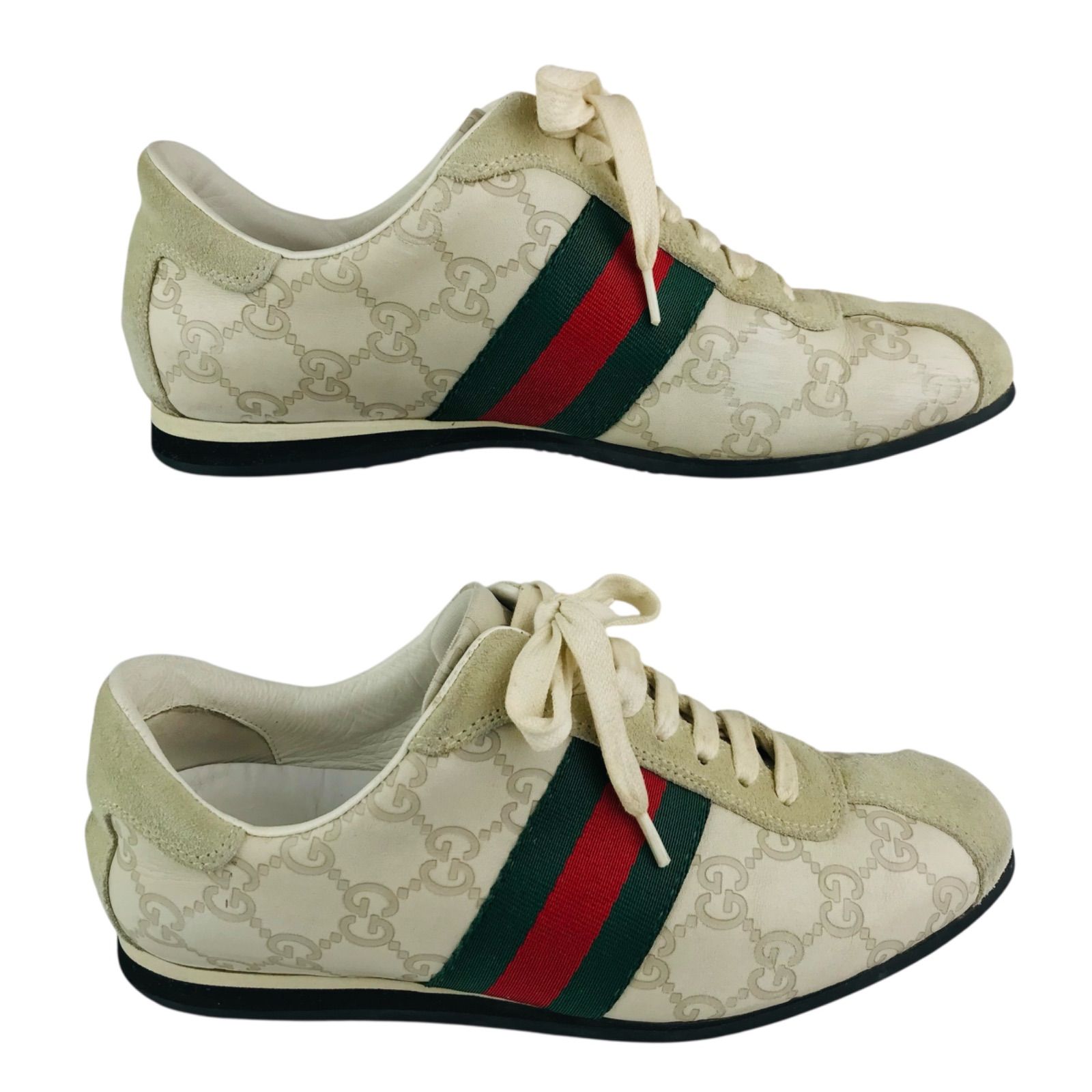 GUCCI☆グッチ・レディース レザー切替し エンボス加工GGモノグラム総 