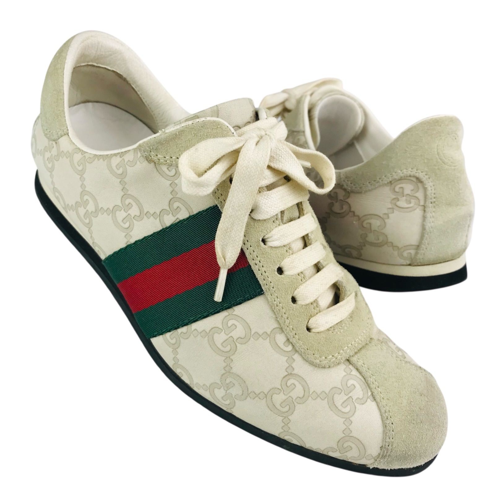 良品☆グッチGUCCI☆レザースニーカー☆シェリーライン☆GGシマ