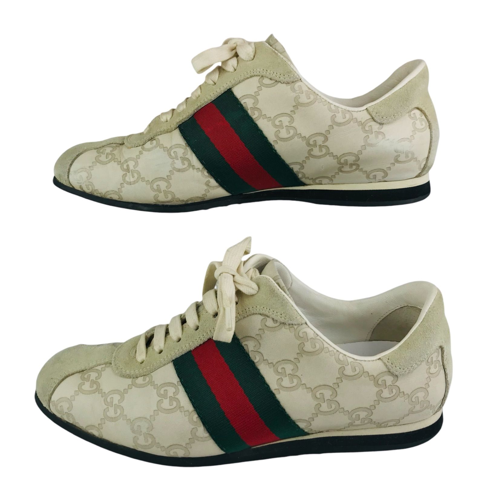 GUCCI☆グッチ・レディース レザー切替し エンボス加工GGモノグラム総 