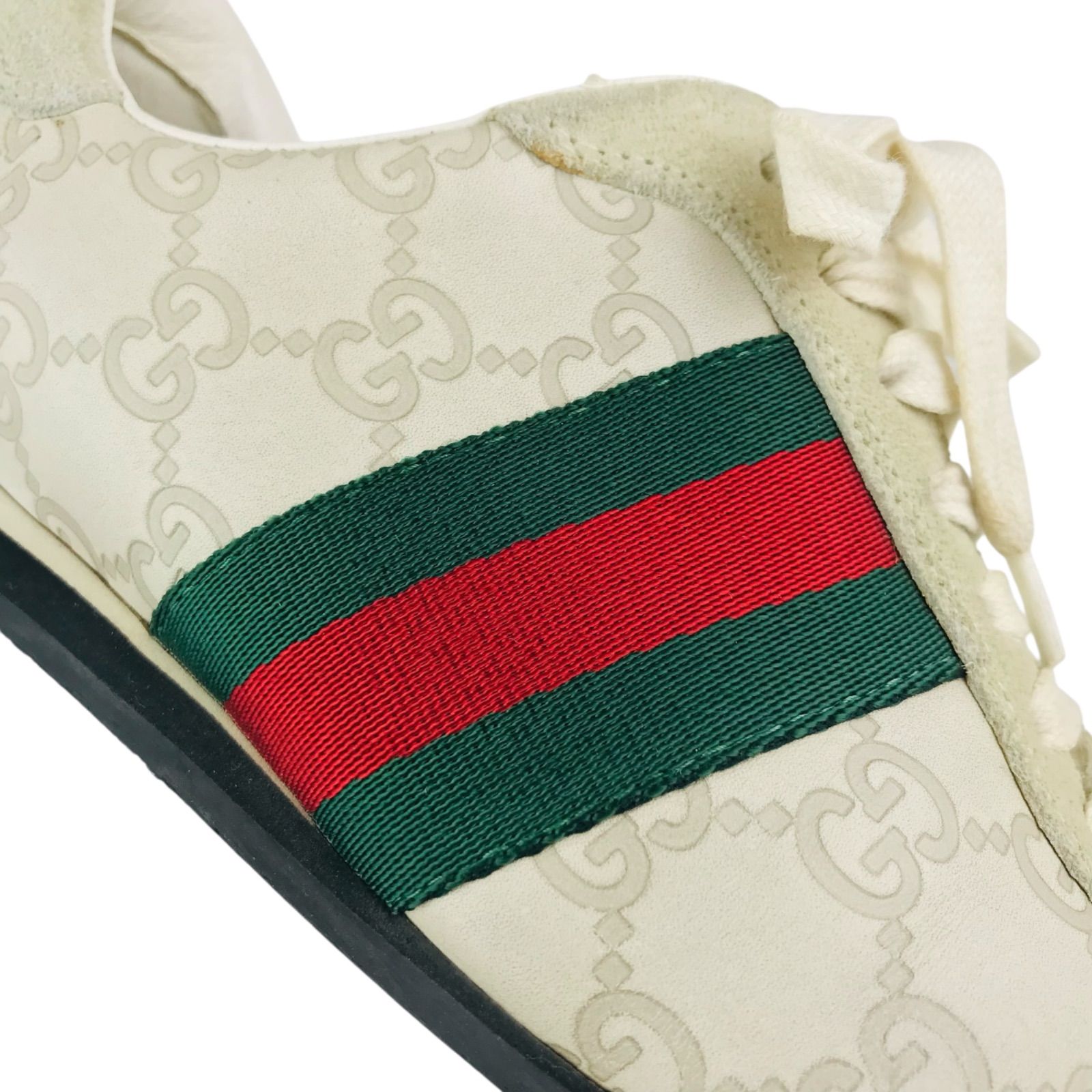 GUCCI☆グッチ・レディース レザー切替し エンボス加工GGモノグラム総 