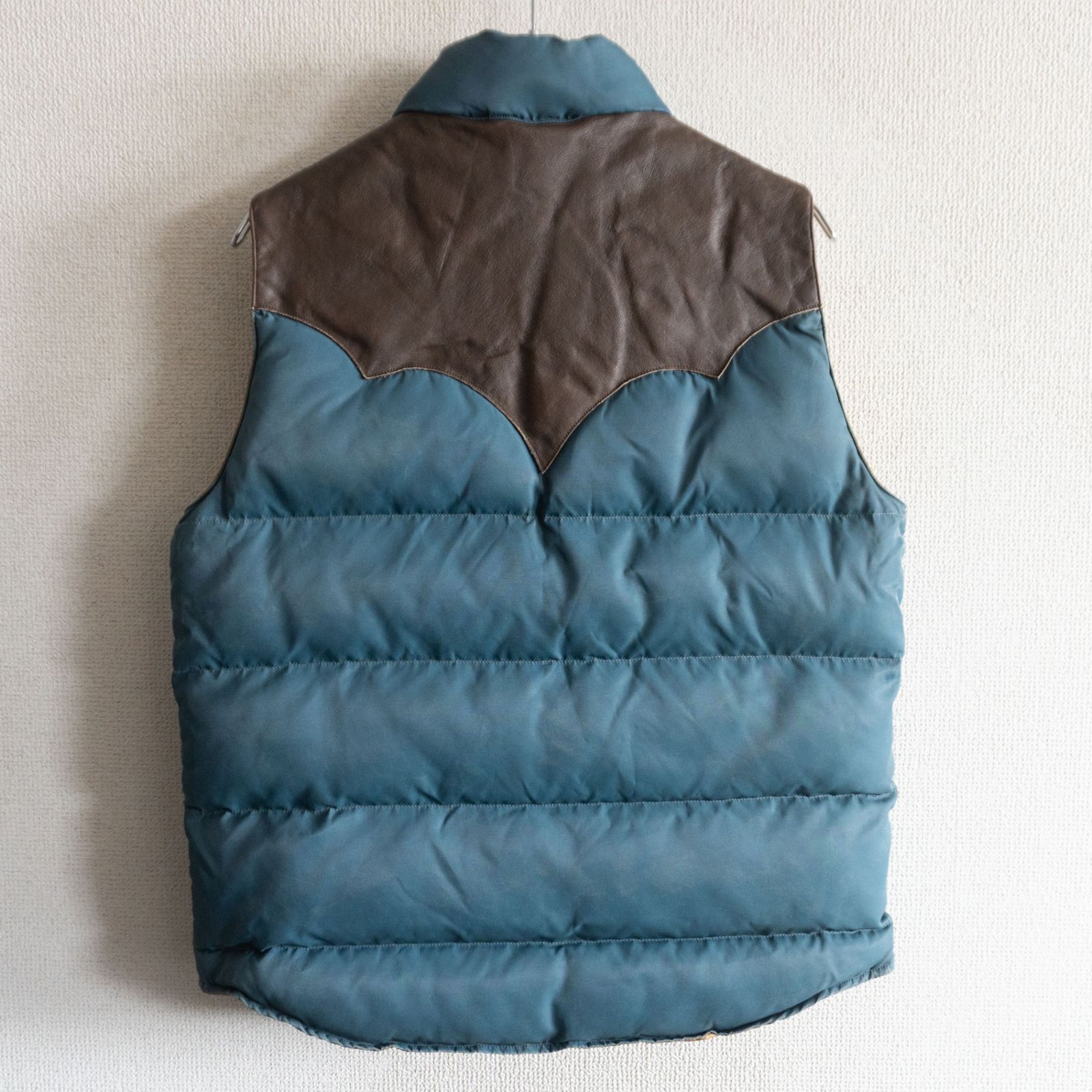 美品/ヴィンテージ加工】RRL【24AW レザーヨーク ダウンベスト】S