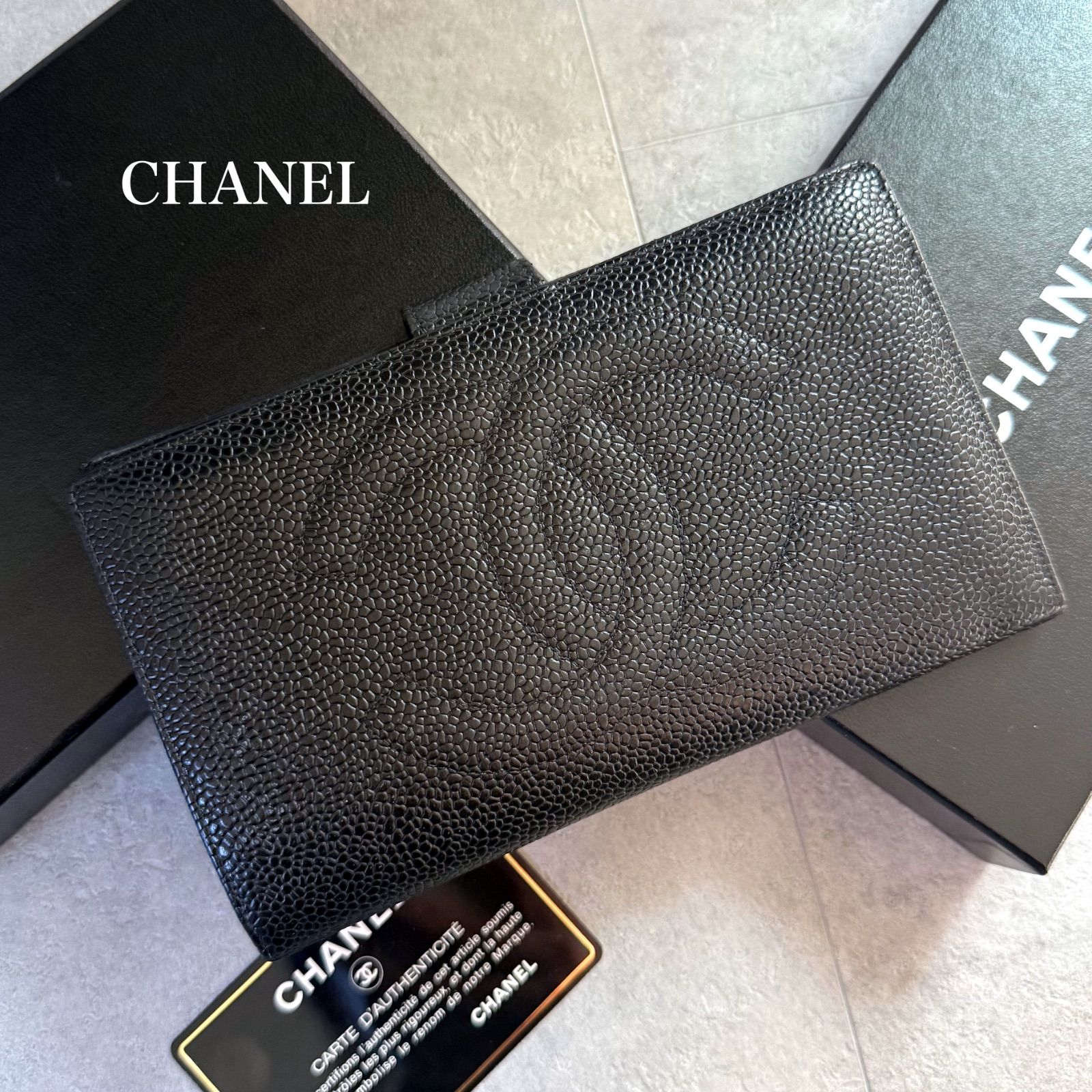 CHANEL シャネル キャビアスキン タイムレスCC がま口 二つ折り財布