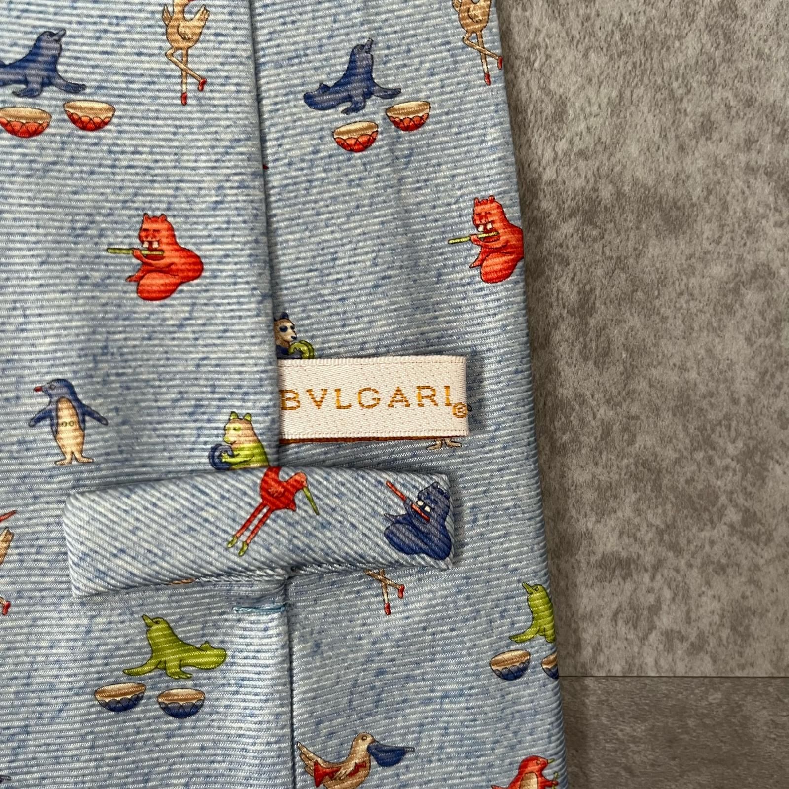 箱付き】BVLGARI ブルガリ 鳥柄ネクタイ シルク100% メンズ イタリア製