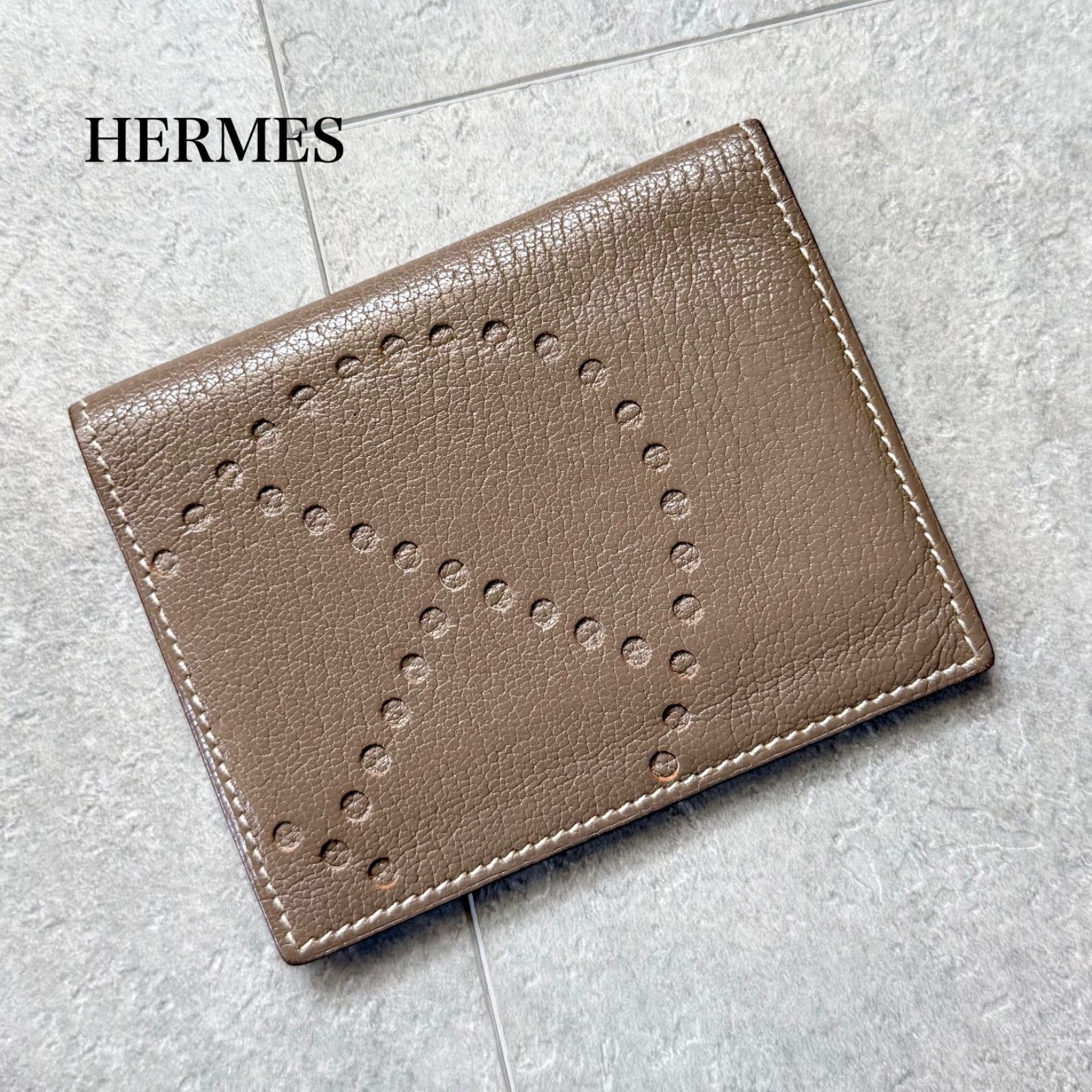 HERMES エルメス カードケース 名刺入れ エブリン エトゥープ Hロゴ